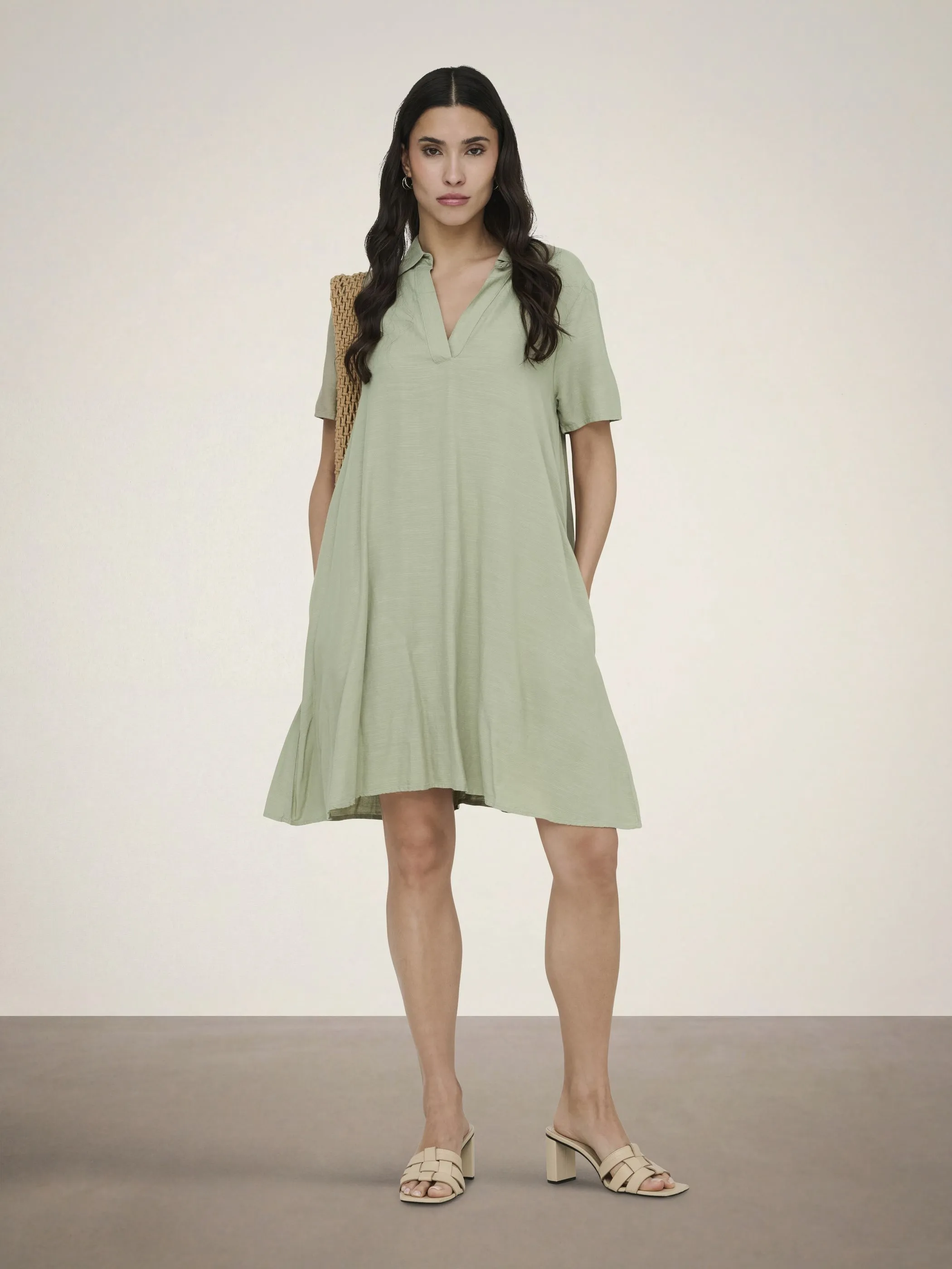 JDY 15366383 JDYCAYA LINEN S/S DRE Beige 922226 233015 1