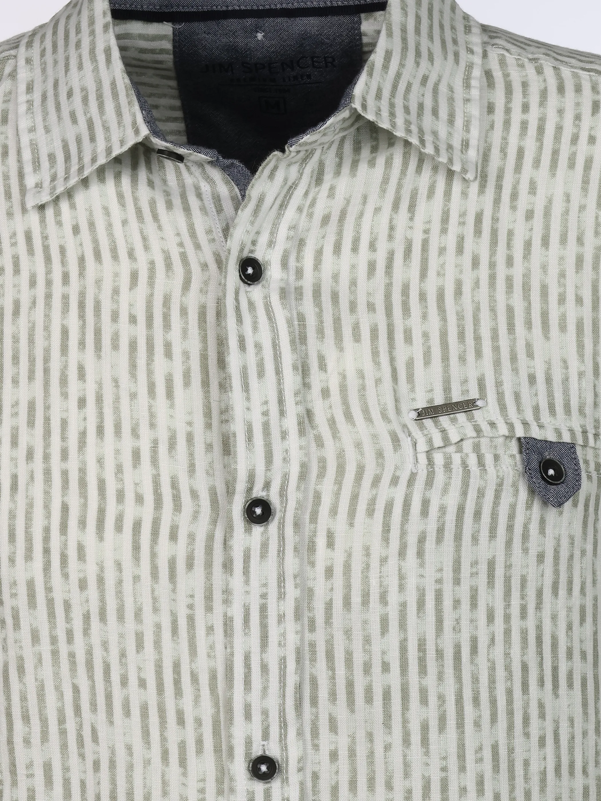 Jim Spencer He. Leinenhemd 1/2 Arm Grün 906596 MINTSTRIPE 3