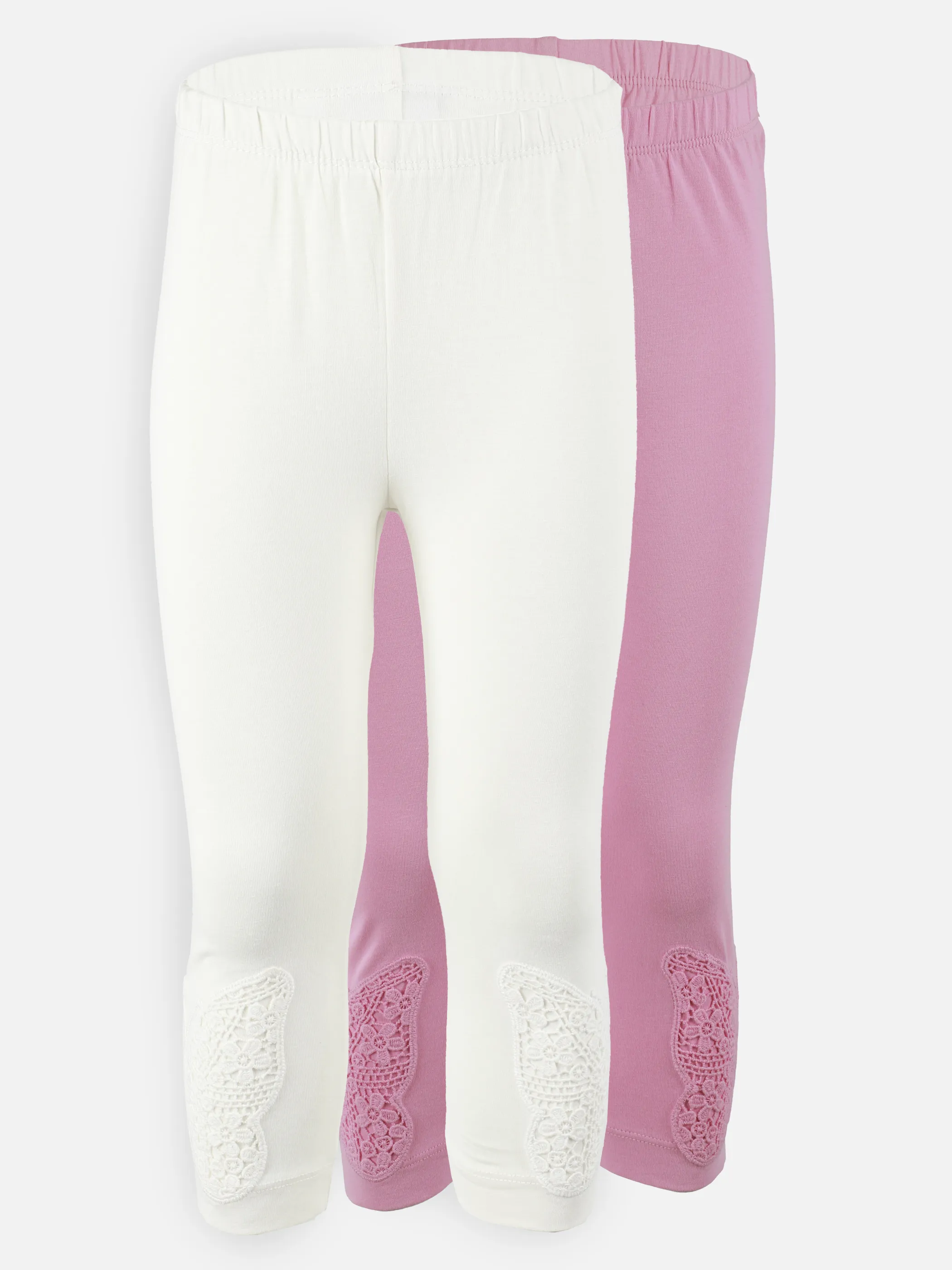 Bubble Gum KM 2er Pack Leggings mit Schmetterlinghäkelei Bunt 907412 ROSA/WEIß 1