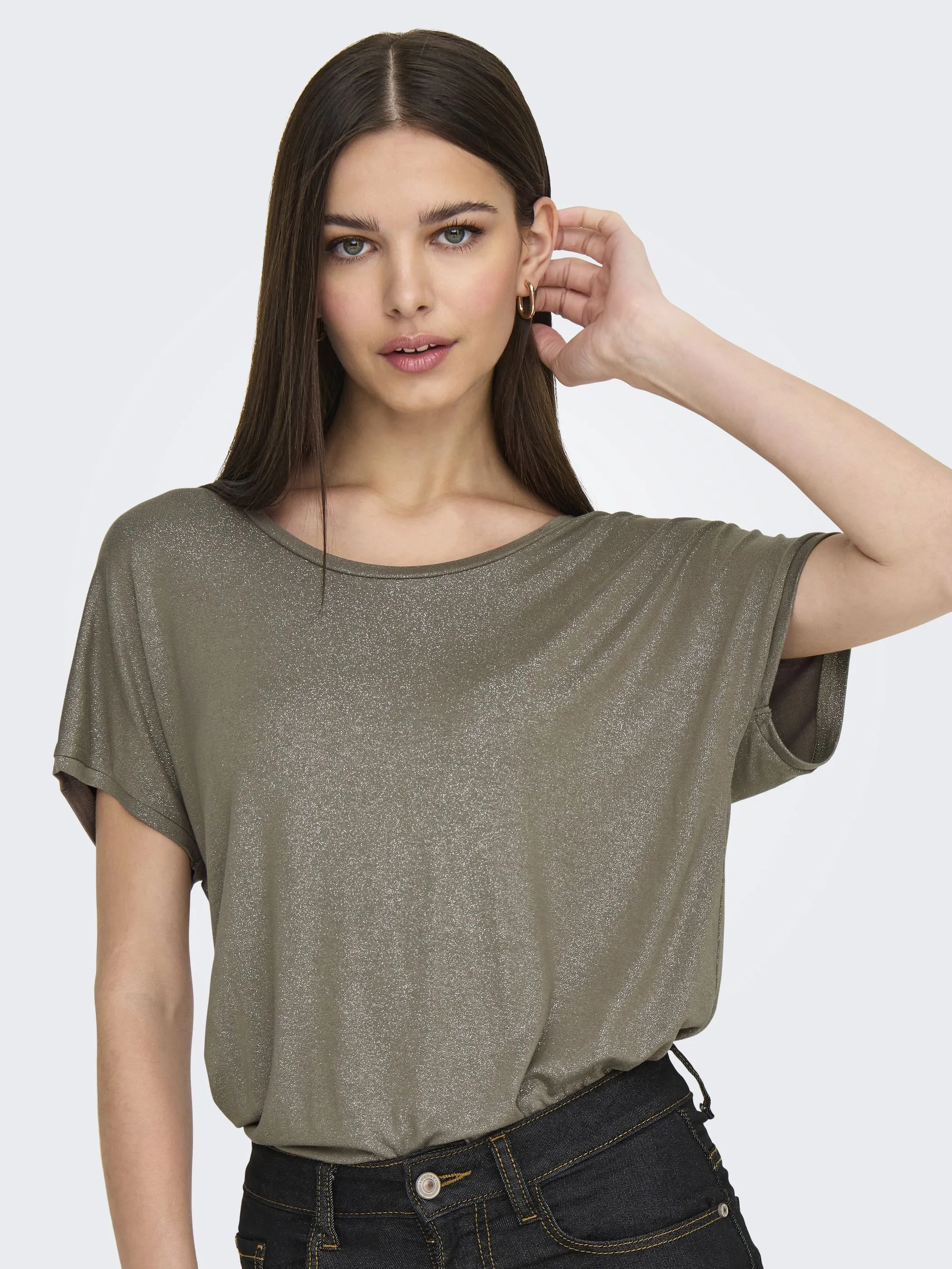 Only 15315976 ONLCARRIE S/S GLITTER Braun 907404 239935002 5