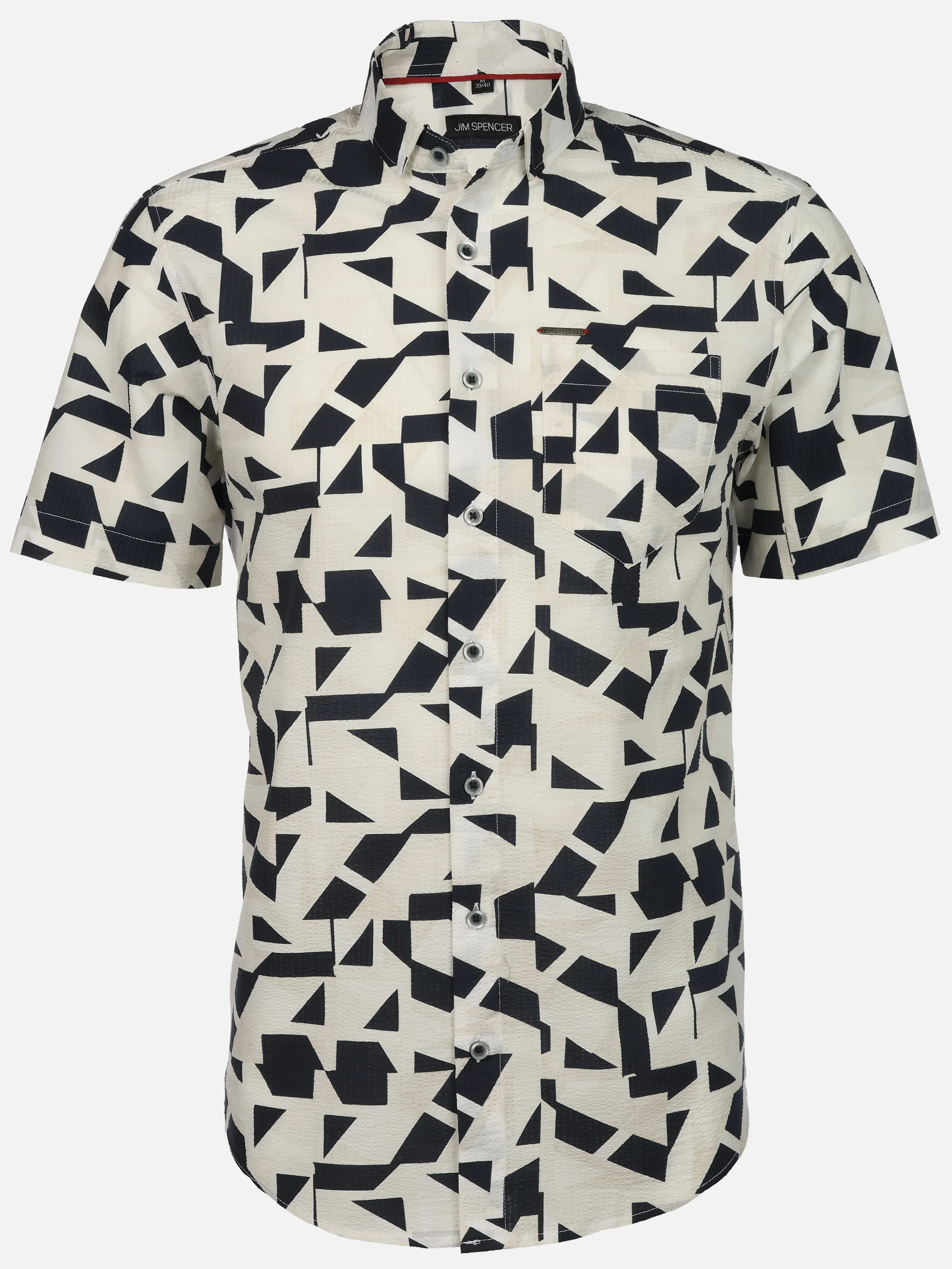 Jim Spencer He. Seersuckerhemd 1/2 Arm premium Blau 925170 NAVYPRINT 1