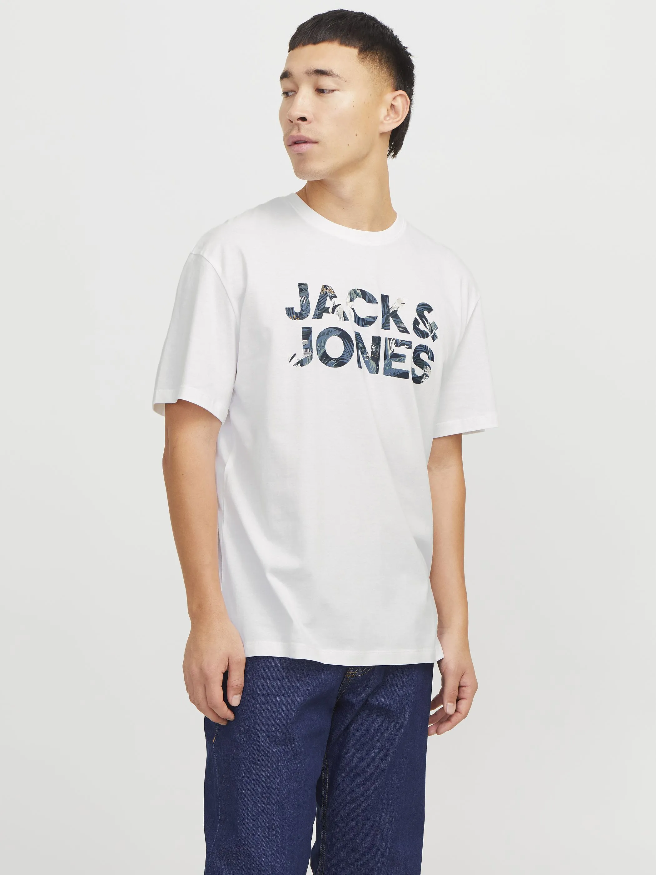 Jack Jones 12268127 JJEBRYAN CORP LOGO TE Weiß 903404 178074 5