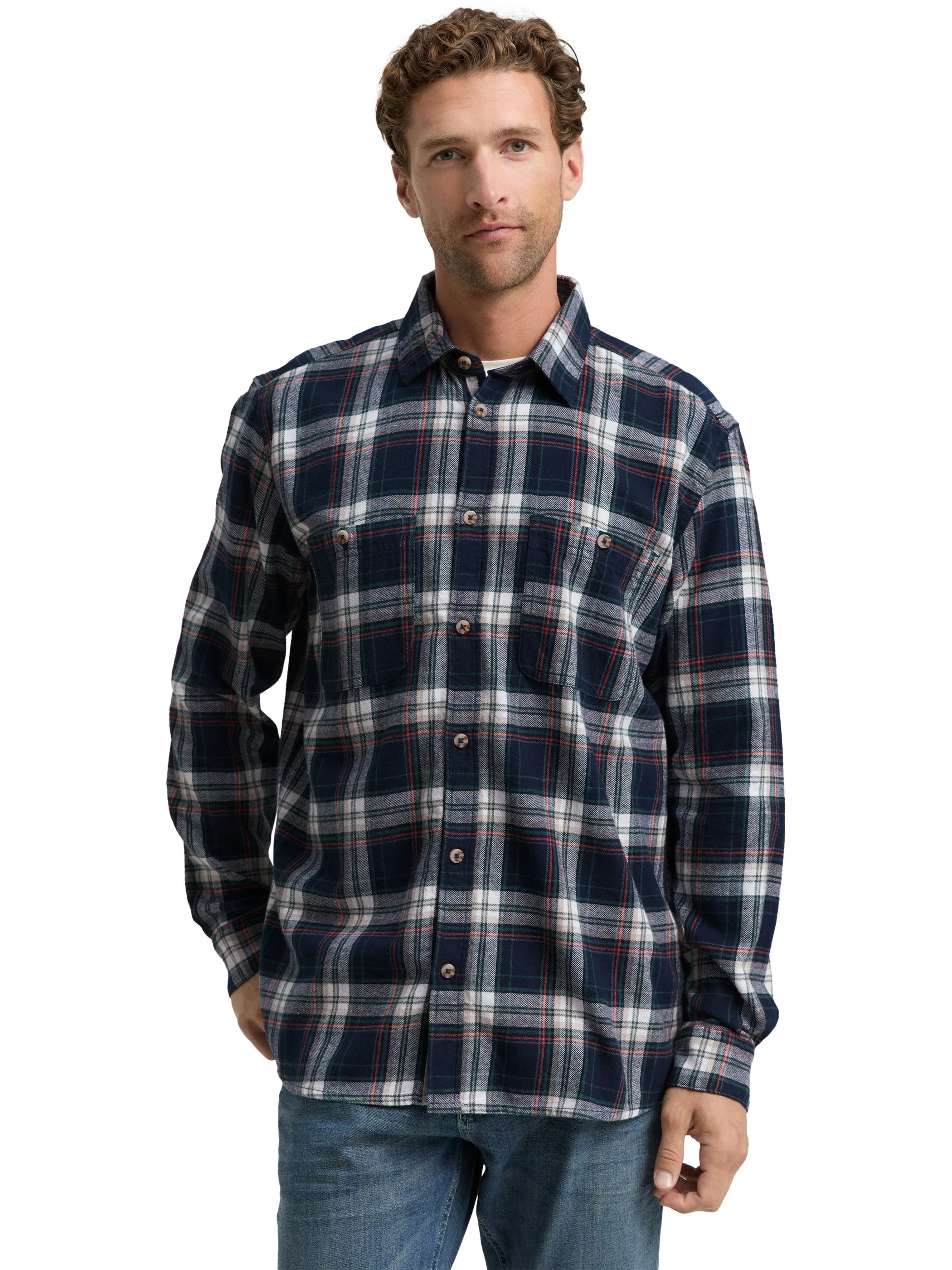 Tom Tailor 1047337 comfort checked shirt Blau 914818 38516 5