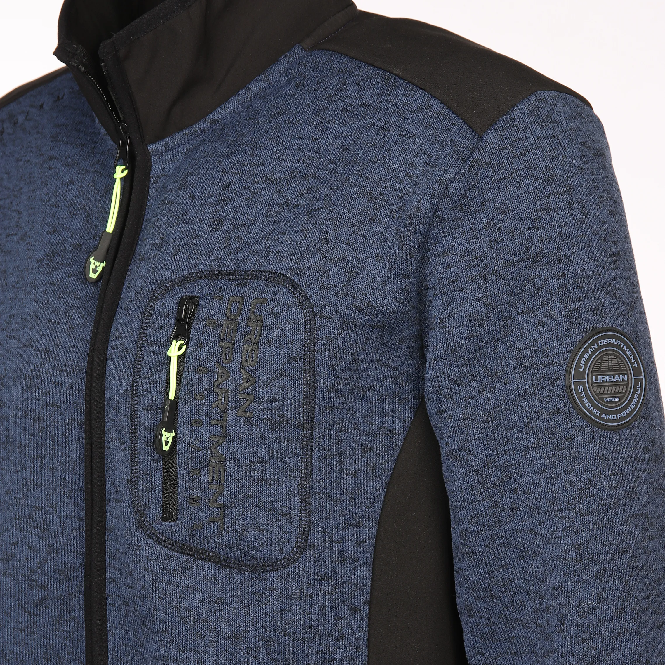 Worker He. Strickfleecejacke neon Blau 867036 NAVY MEL 4 Worker He. Strickfleecejacke neon Blau 867036 NAVY MEL 4