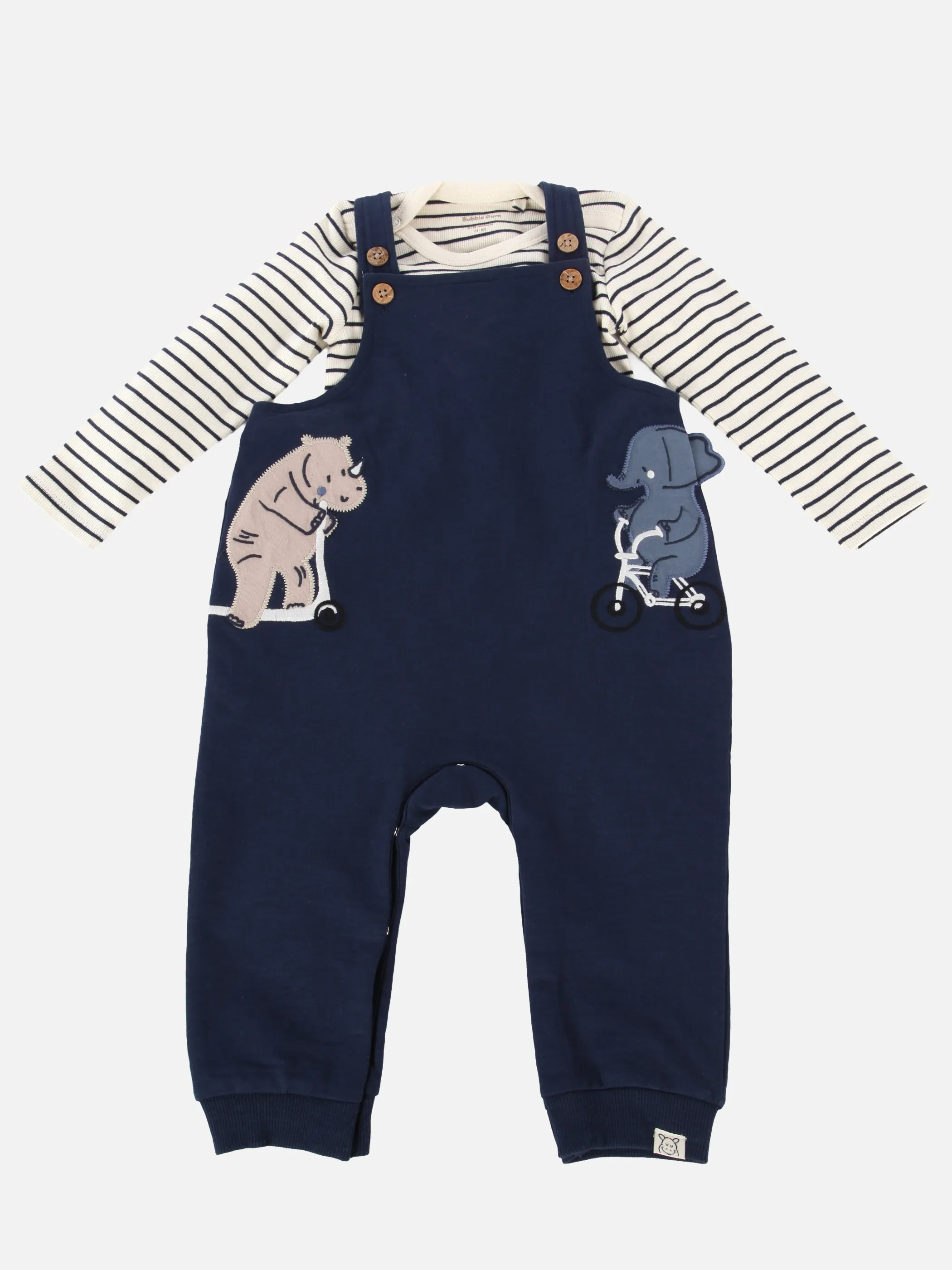 Bubble Gum BJ Set Longsleeve,Romper mit Tieren Patches, blau Blau 921565 BLAU 1