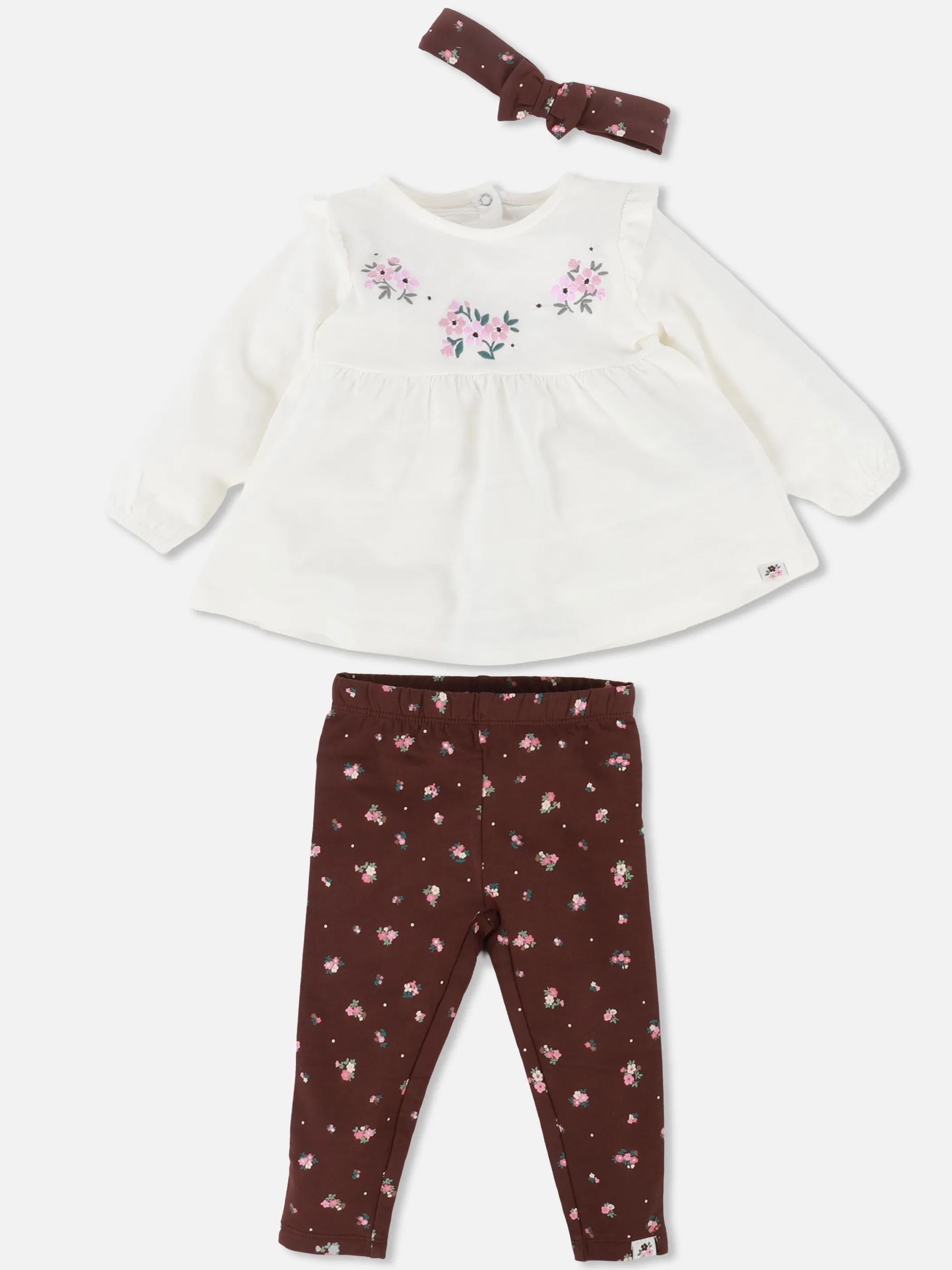 Bubble Gum BM 3pcs Set Bluse mit Stickerei + Hose + Haarband Weiß 929608 SW/FUDGE 2