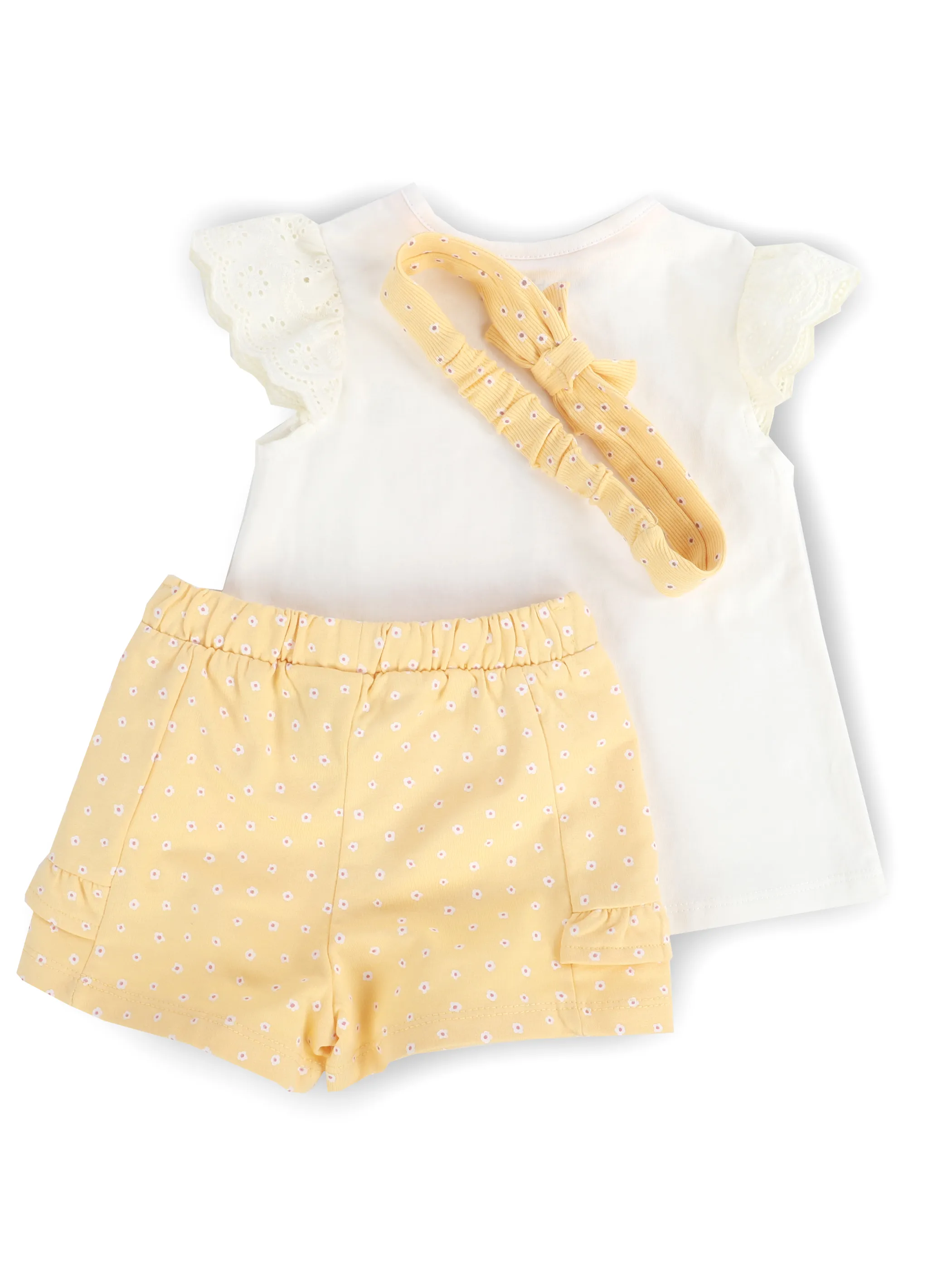 Bubble Gum BM Set Shirt mit schmerterlingprint+Hose+Haarband Gelb 909816 GELB/WEIß 2