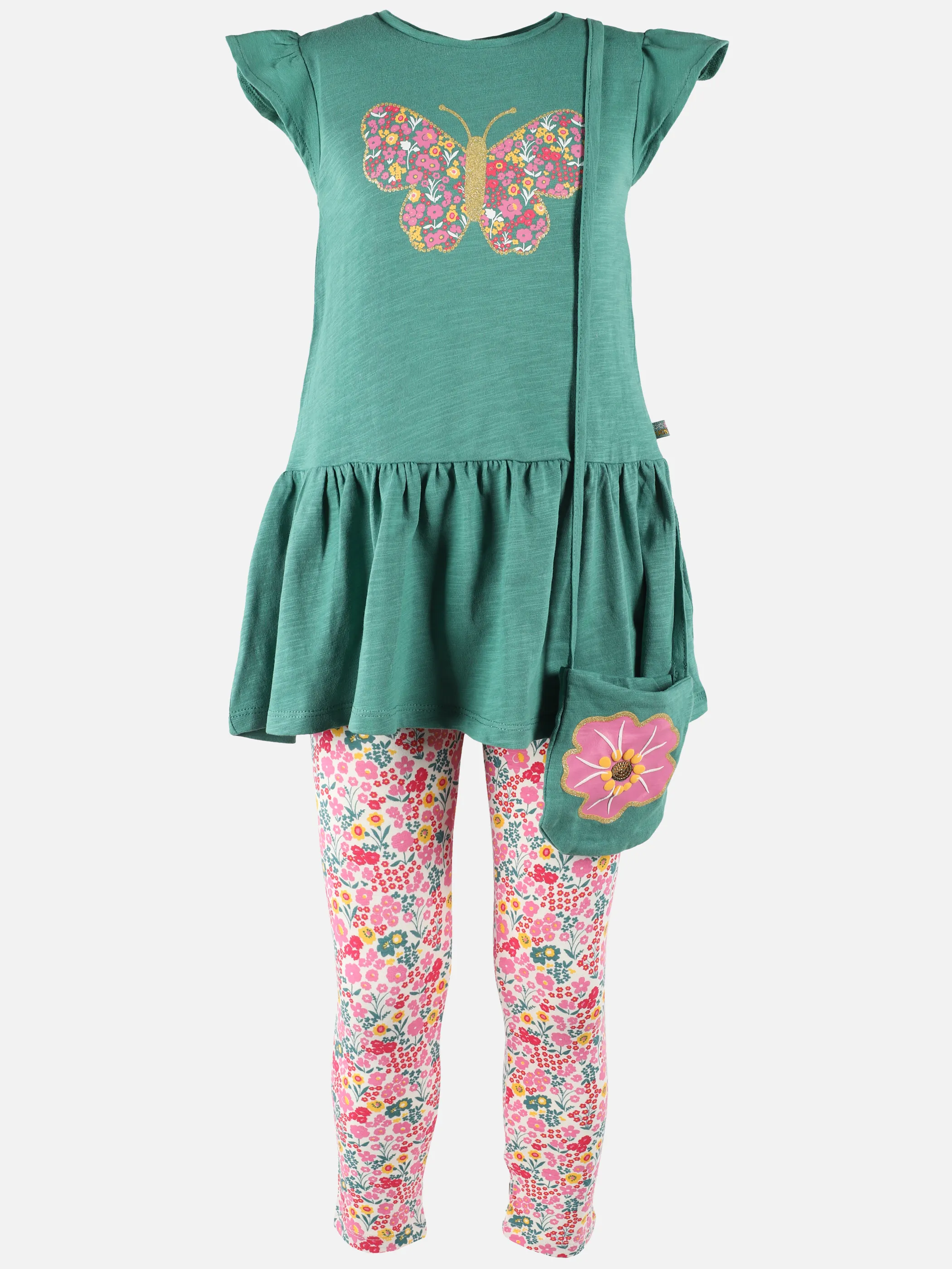 Stop + Go KM 2 tlg. Set Leggings mit AOP+Bluse in Grün/Weiß Grün 892530 GRÜN/WEIß 1