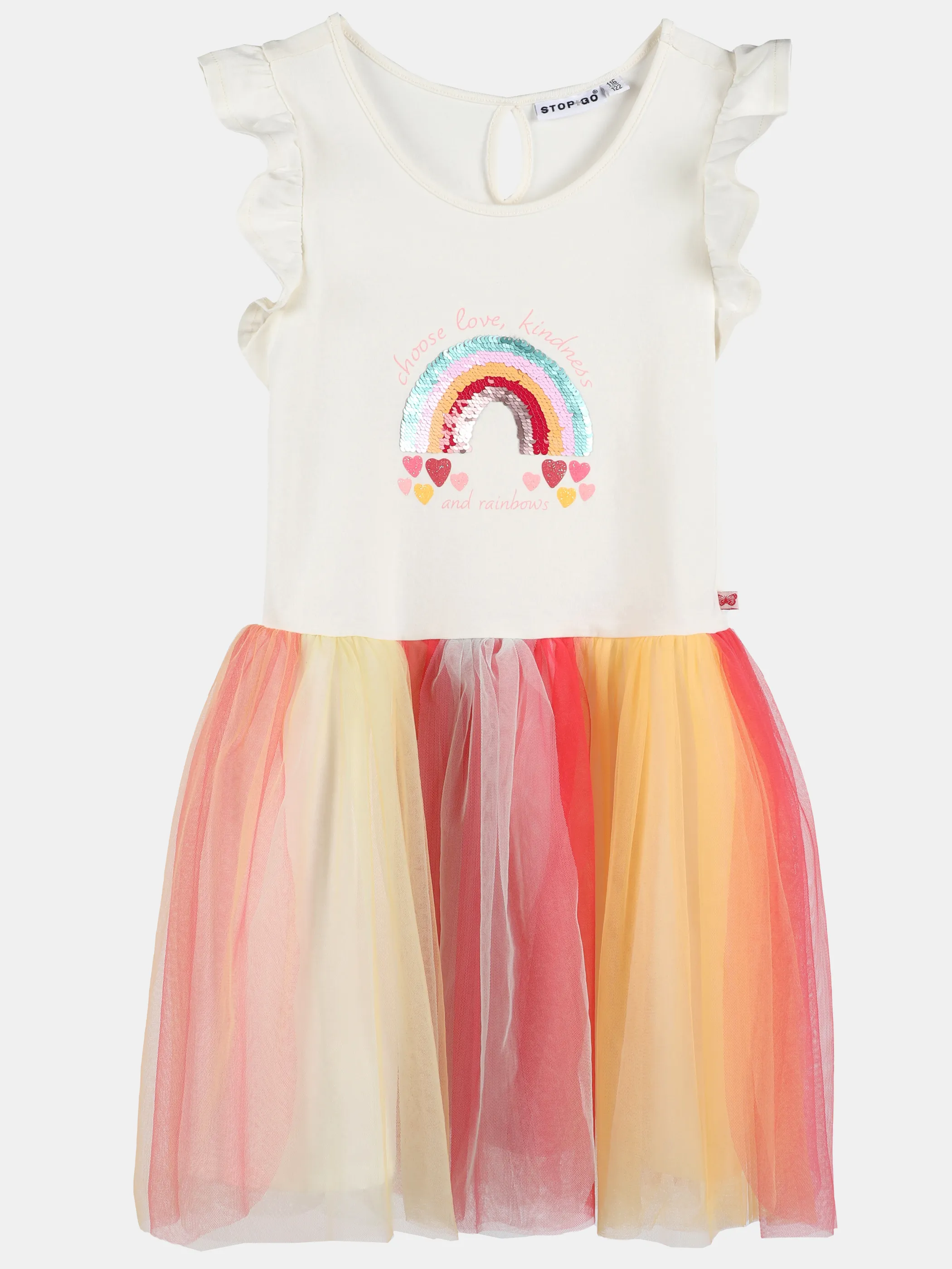 Stop + Go KM Tüllkleid mit Regenbogendruck in weiß/bunt Weiß 891606 WEIß GEM 1