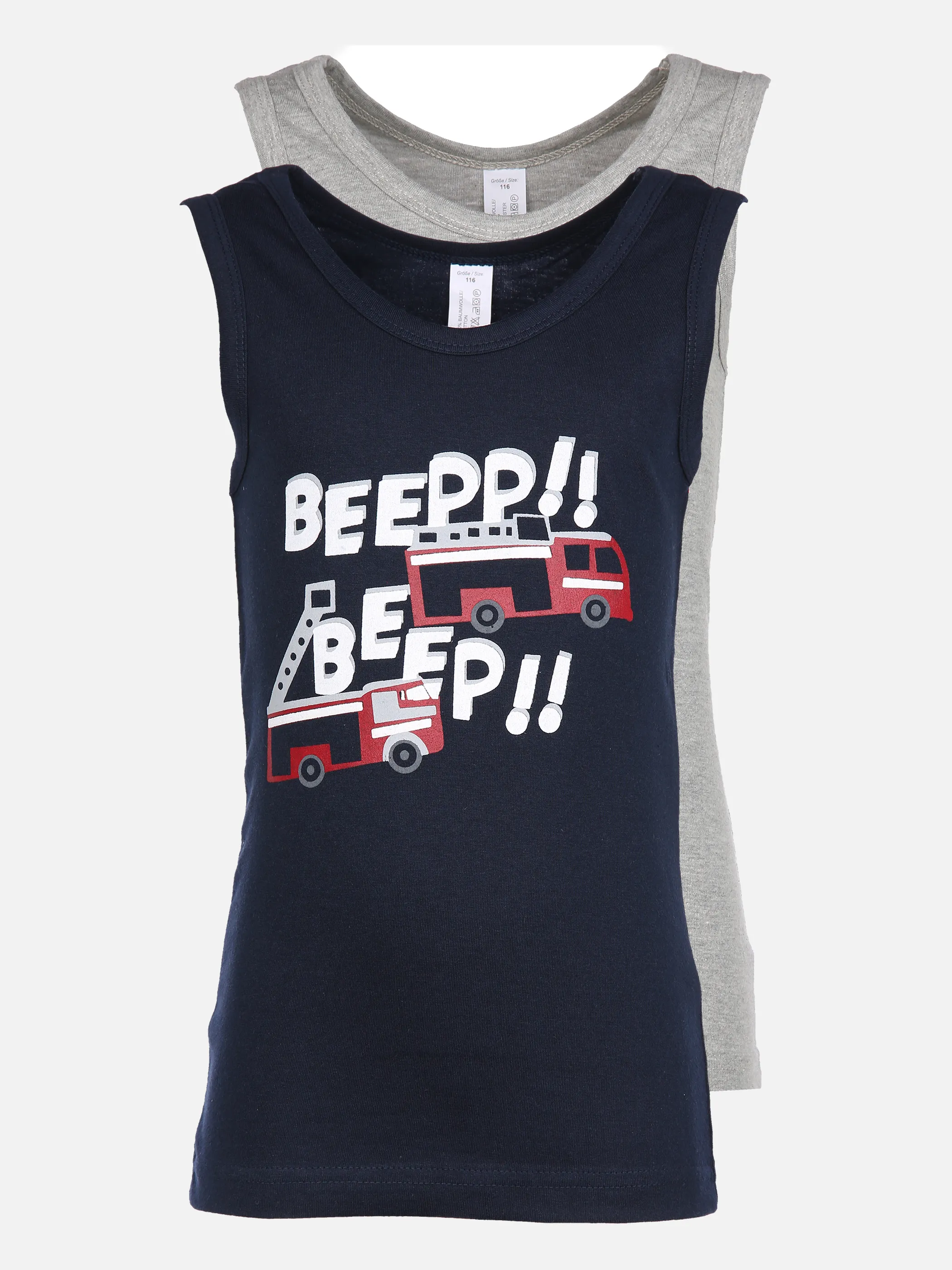 Stop + Go Kn. Unterhemd 2er Pack mit Feu Grau 857957 GREY MEL 1 Stop + Go Kn. Unterhemd 2er Pack mit Feu Grau 857957 GREY MEL 1