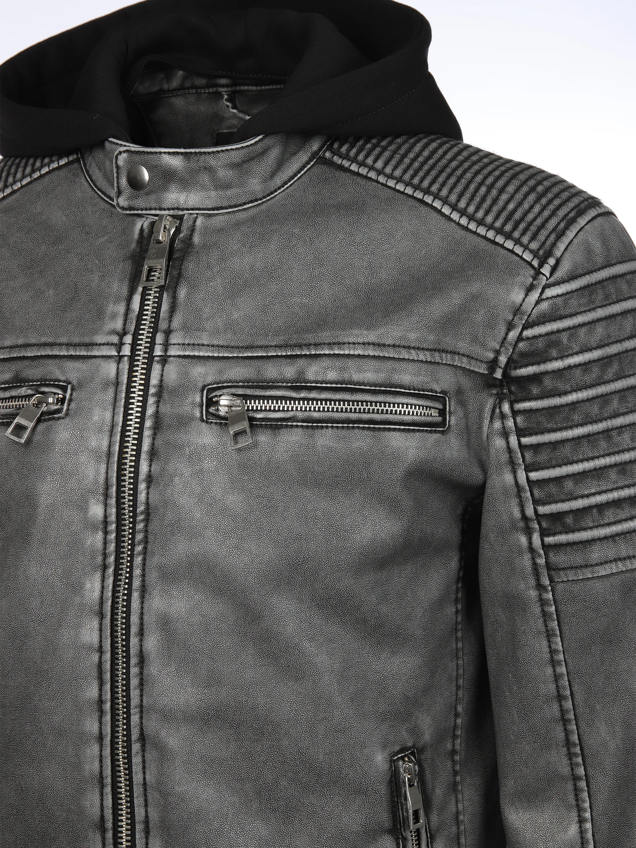 Southern Territory He. PU-Bikerjacke Vintage Grau 912701 0006 4