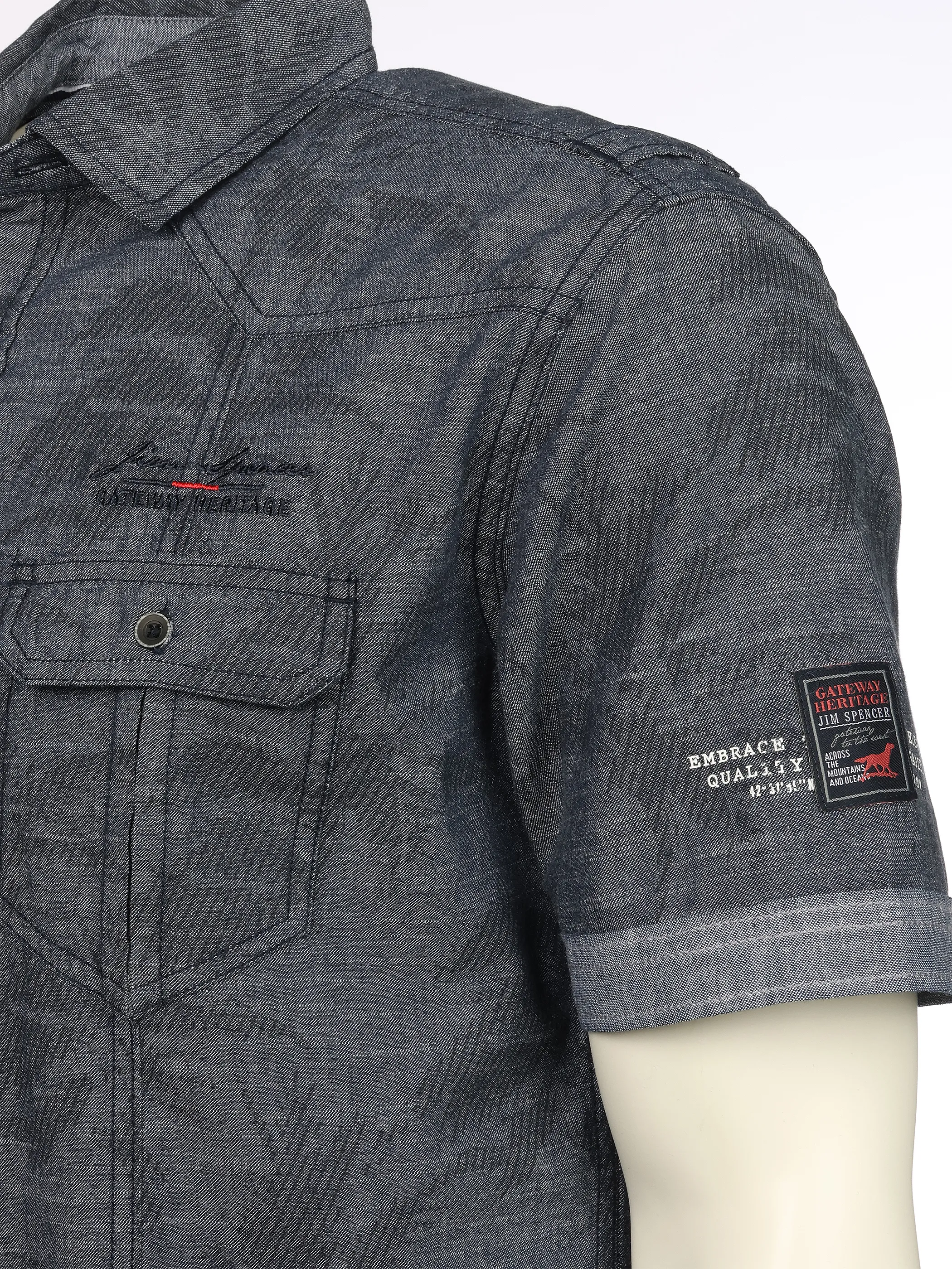 Jim Spencer He. Freizeithemd 1/2 Arm slub Blau 923119 NAVY 3