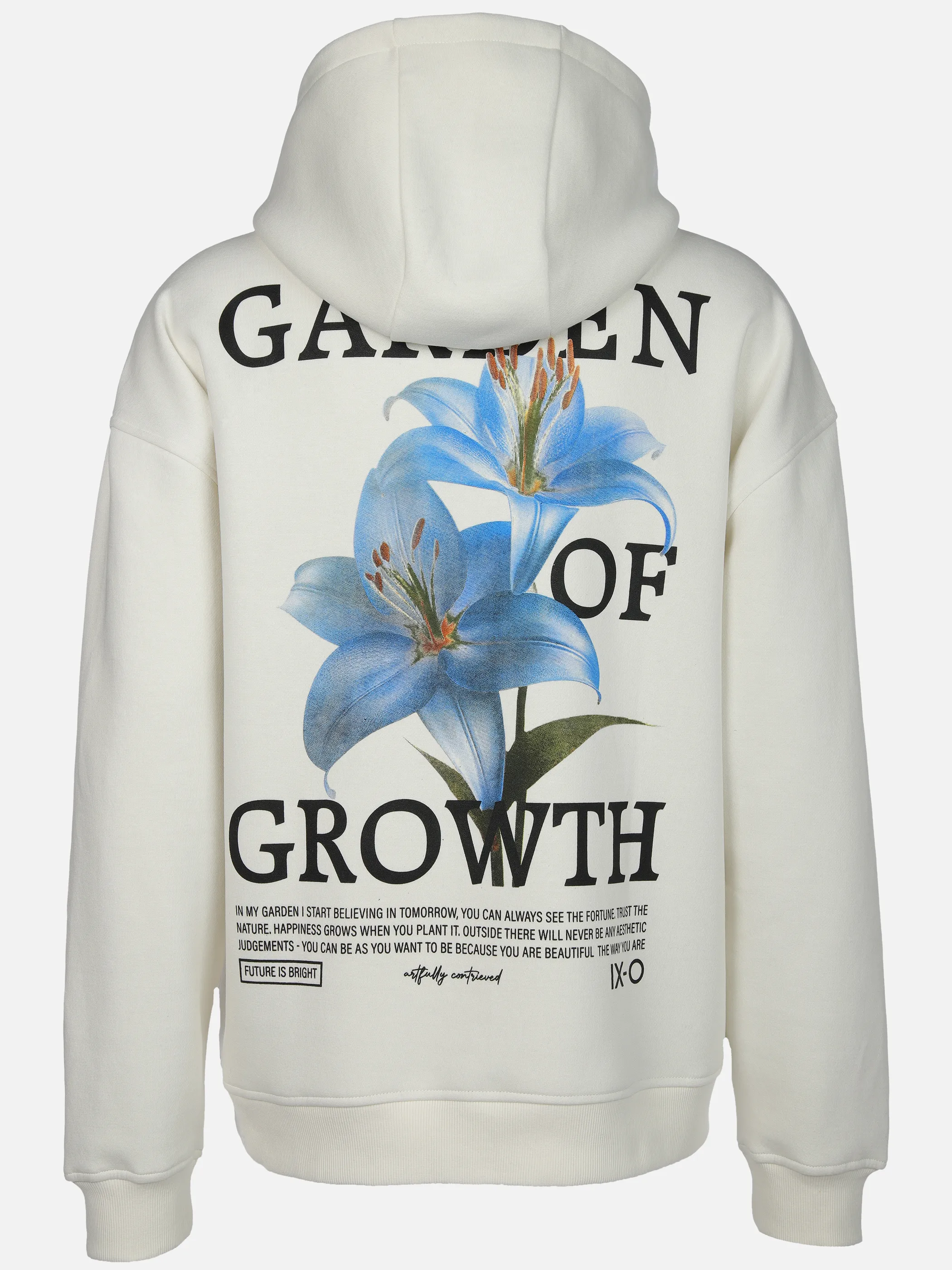 IX-O YF-He Hoodie mit Rückendruck, weiß, agave grün Weiß 918751 22000 2