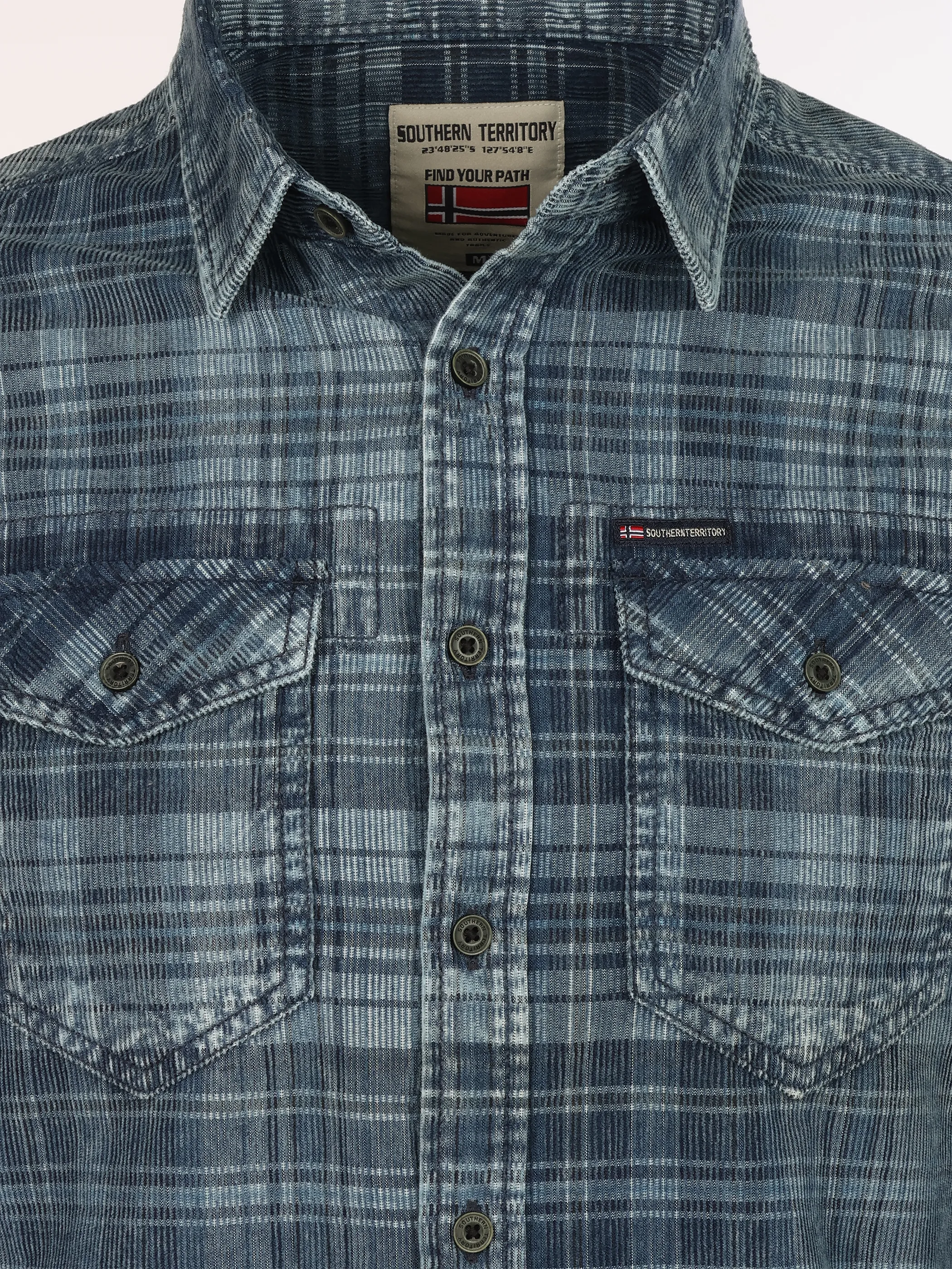 Southern Territory He. Cordhemd 1/1 Arm western Blau 931173 INDIGO 3
