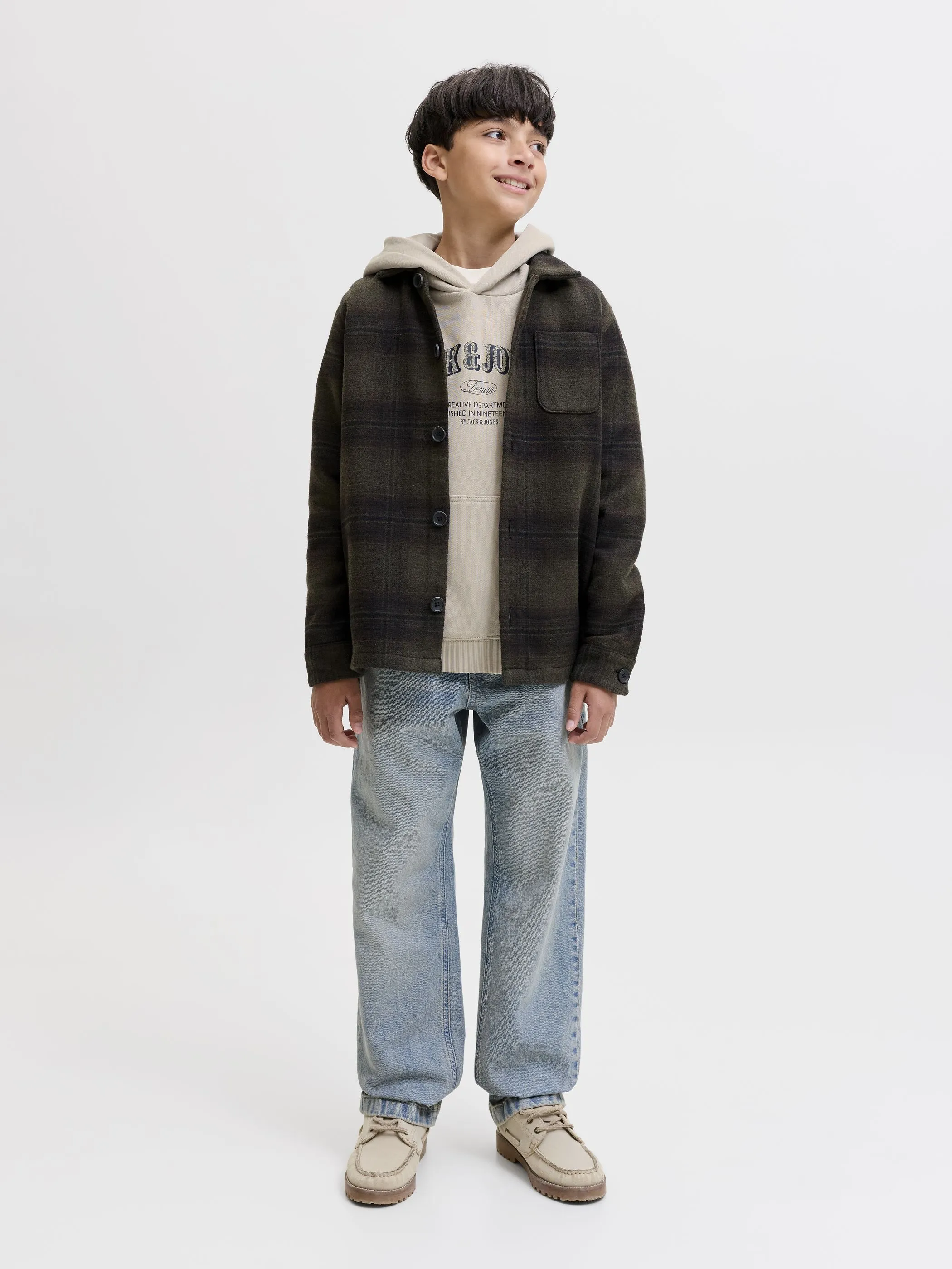 Jack&Jones Junior 12299617 JJEDENVER LOGO SWEAT HOOD JNR Braun 931425 176631