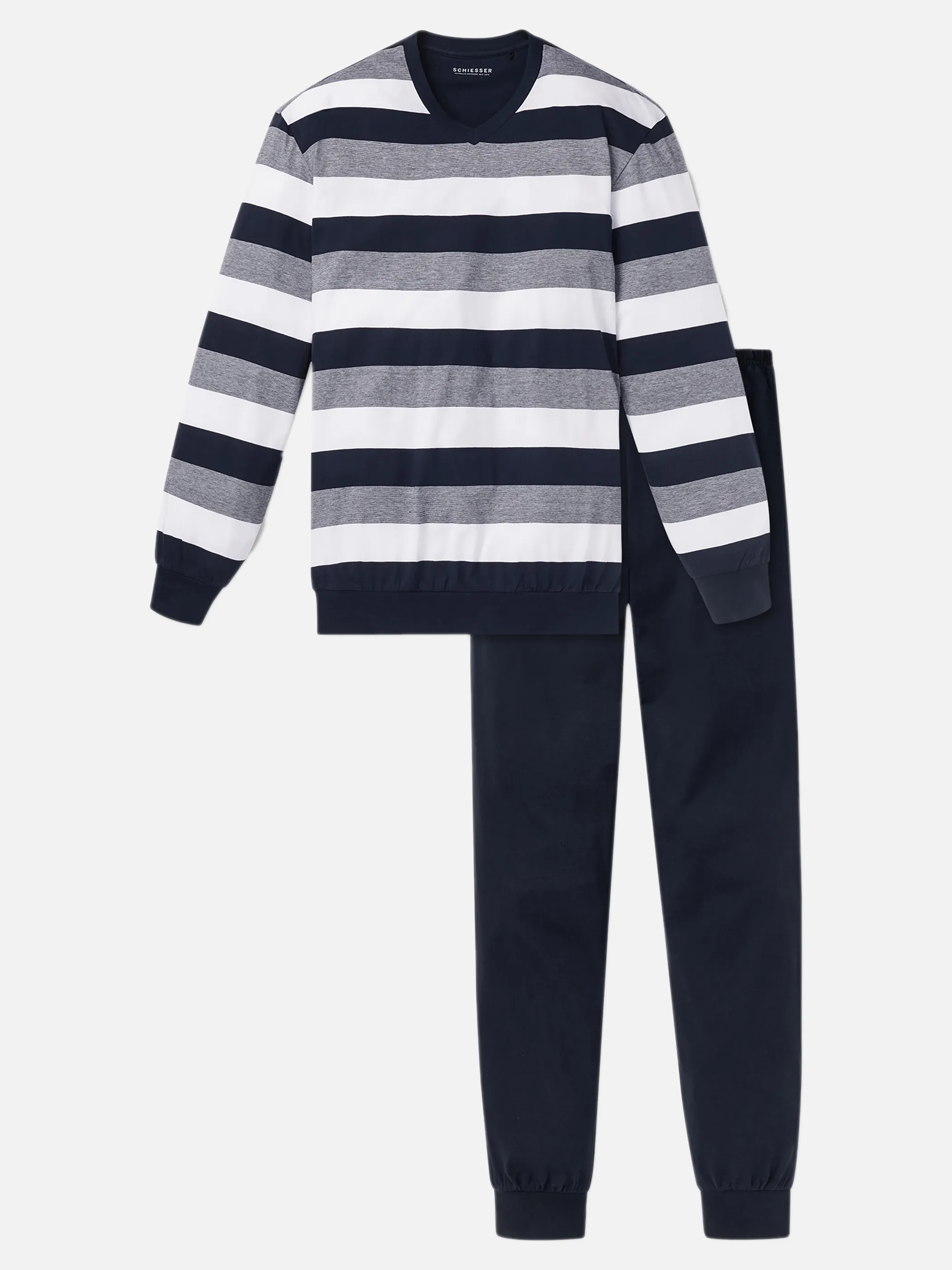 Schiesser Schlafanzug Lang Organic Cotton Bündchen Streifen Comfort Nightwear 180263 Schiesser Schlafanzug Lang Organic Cotton Bündchen Streifen Comfort Nightwear 180263
