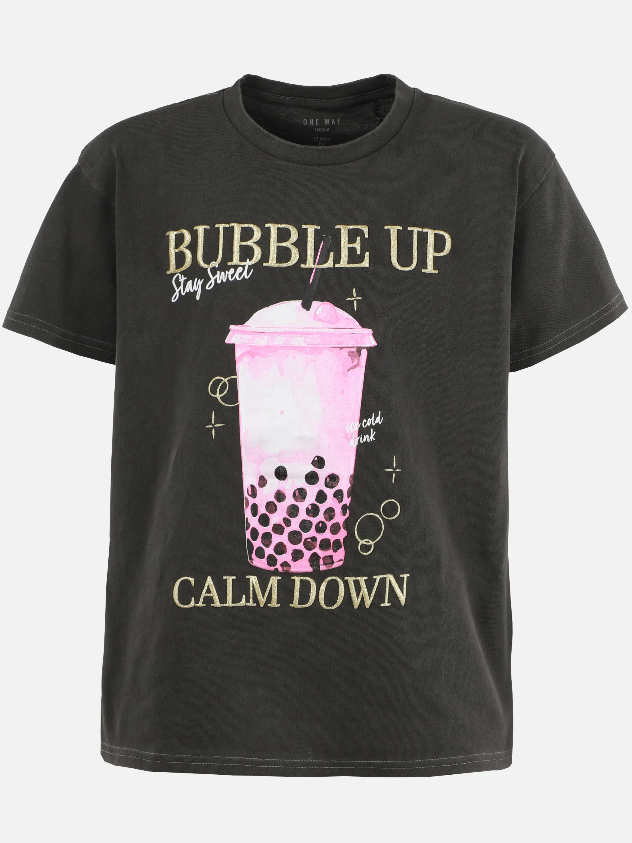 One Way TG T-Shirt mit bubble tea FP in schwarz Schwarz 922297 SCHWARZ 1