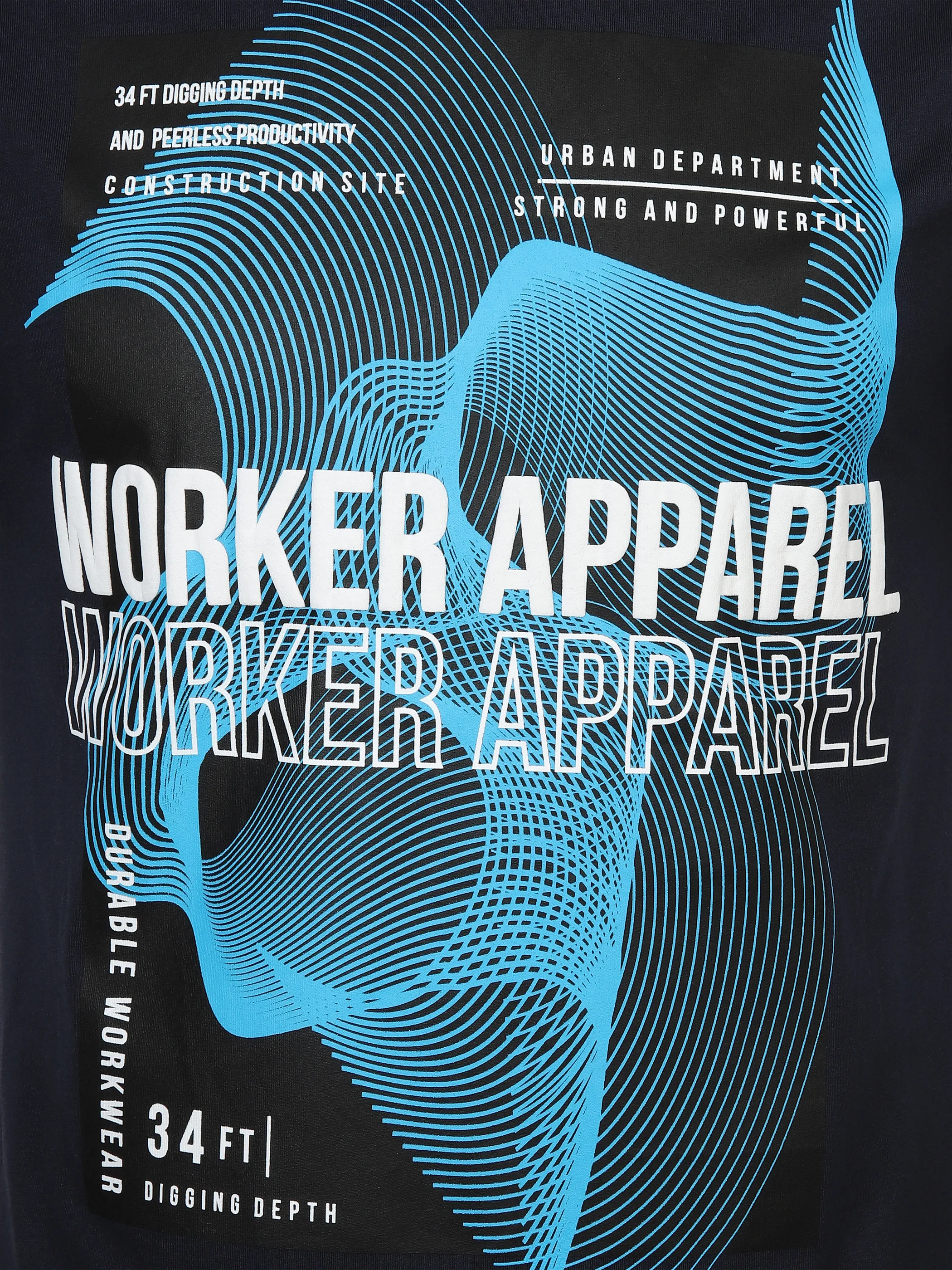 Worker He. T-Shirt 1/2 Arm Druck Blau 890466 NAVY 3