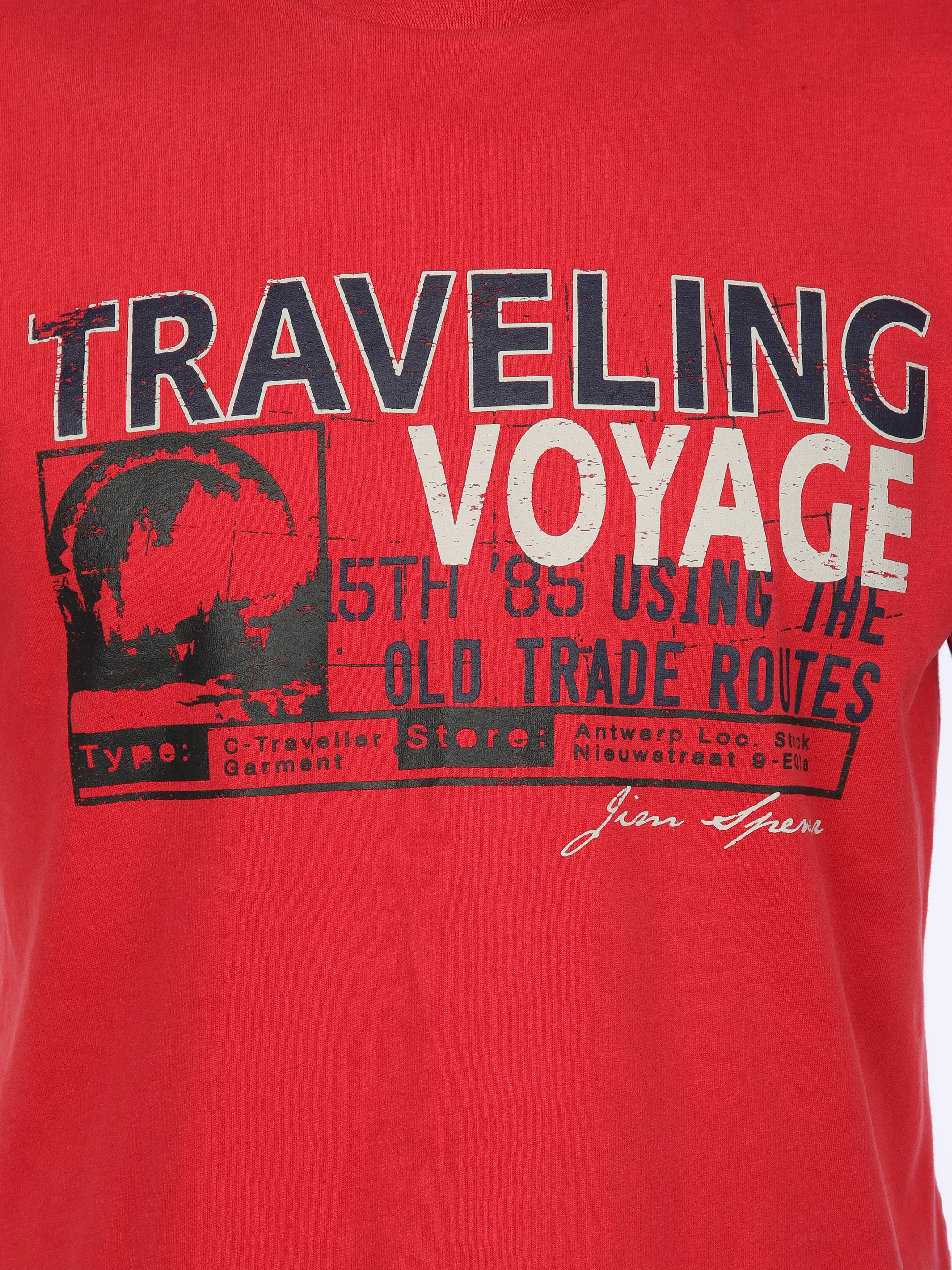 Jim Spencer He. T-Shirt 1/2 Arm Druck Rot 906246 RED 3
