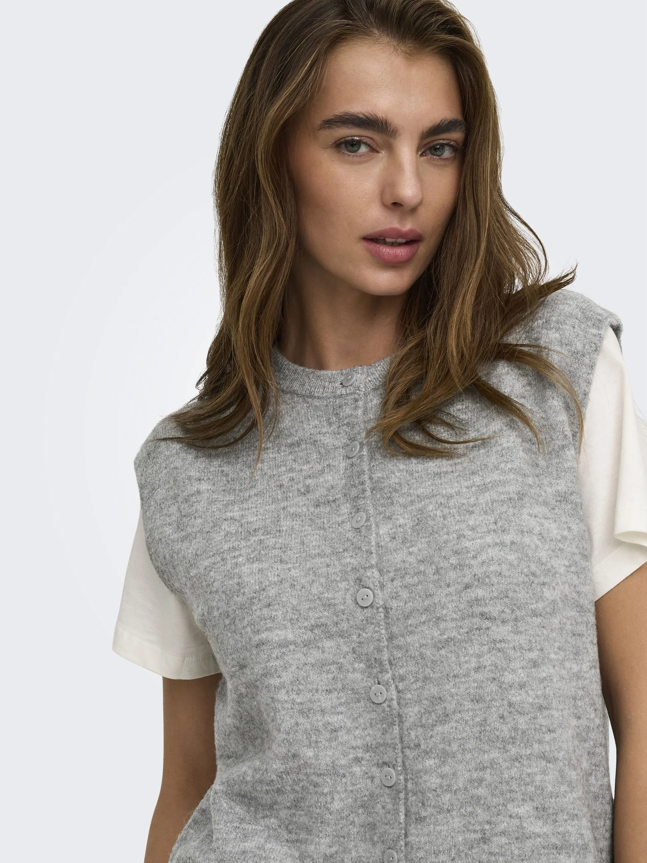 Only 15381355 ONLSIMONI VEST KNT NO Grau 928672 179075 3
