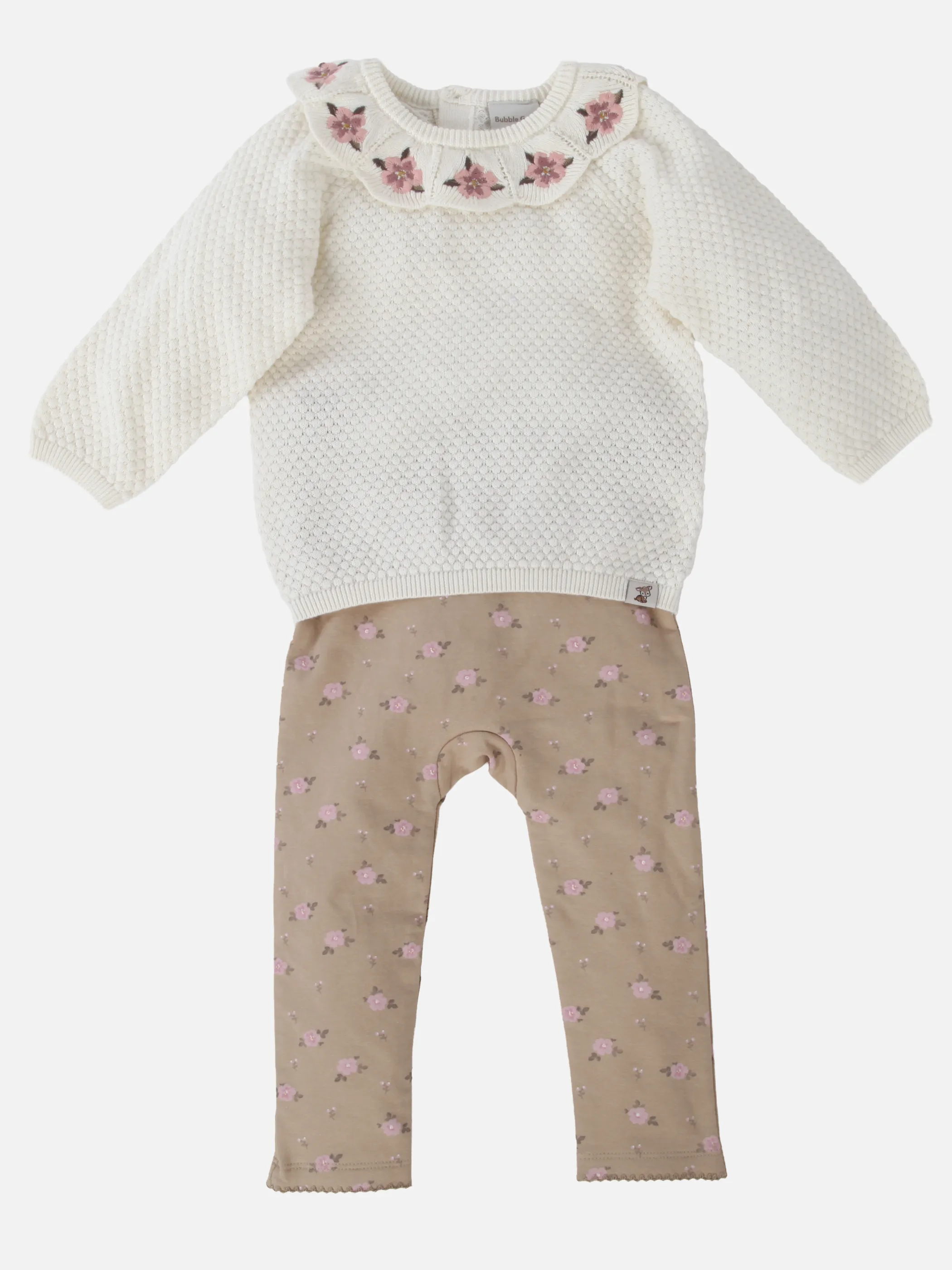 Bubble Gum BM 2pcs Set Strickpulli + Leggings in weiß/braun Weiß 930685 WEIß/BRAUN 1