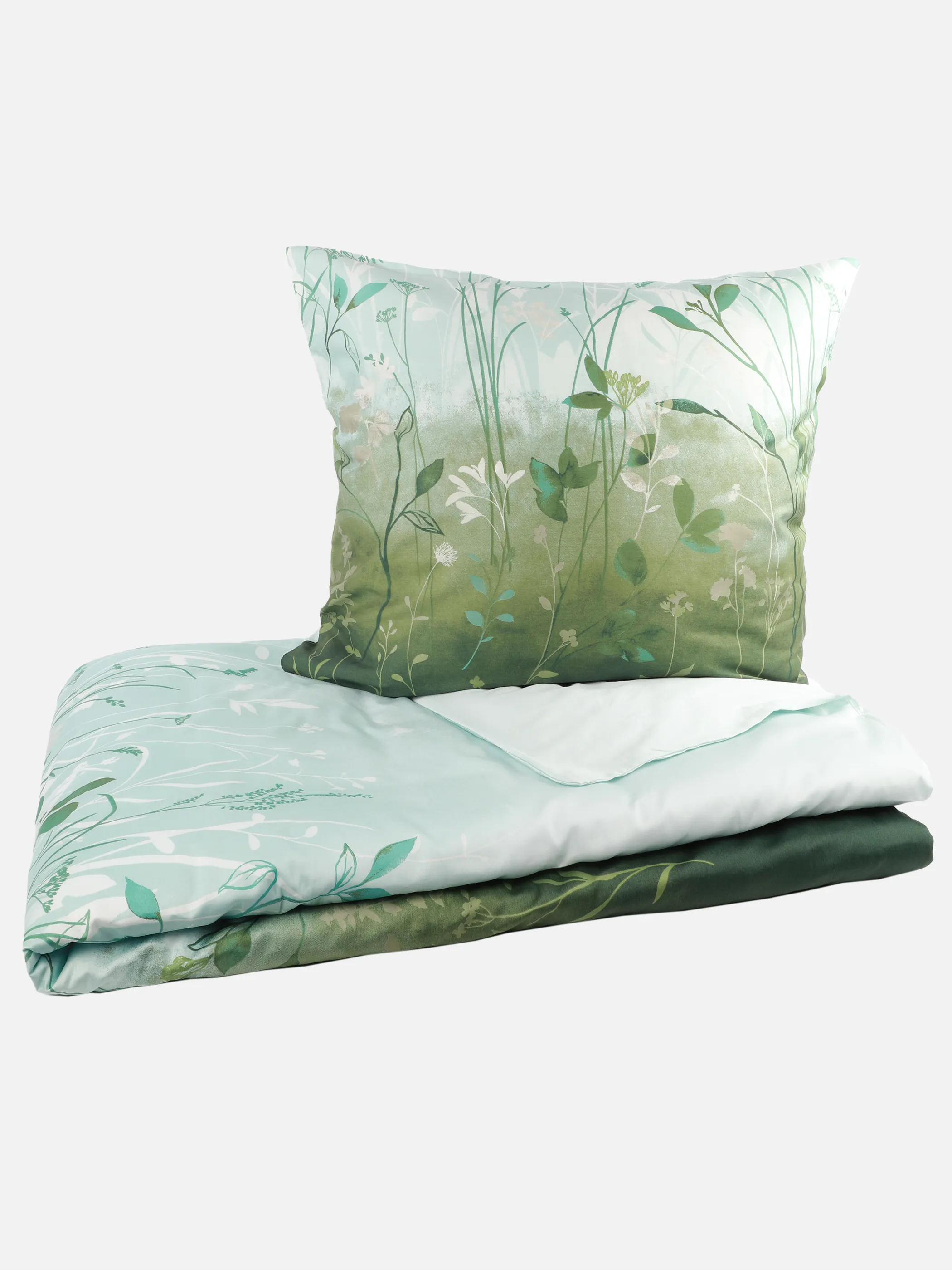 Kaeppel I Satinbettwäsche Herbal 155x220 Grün 915793 SMARAGD 1