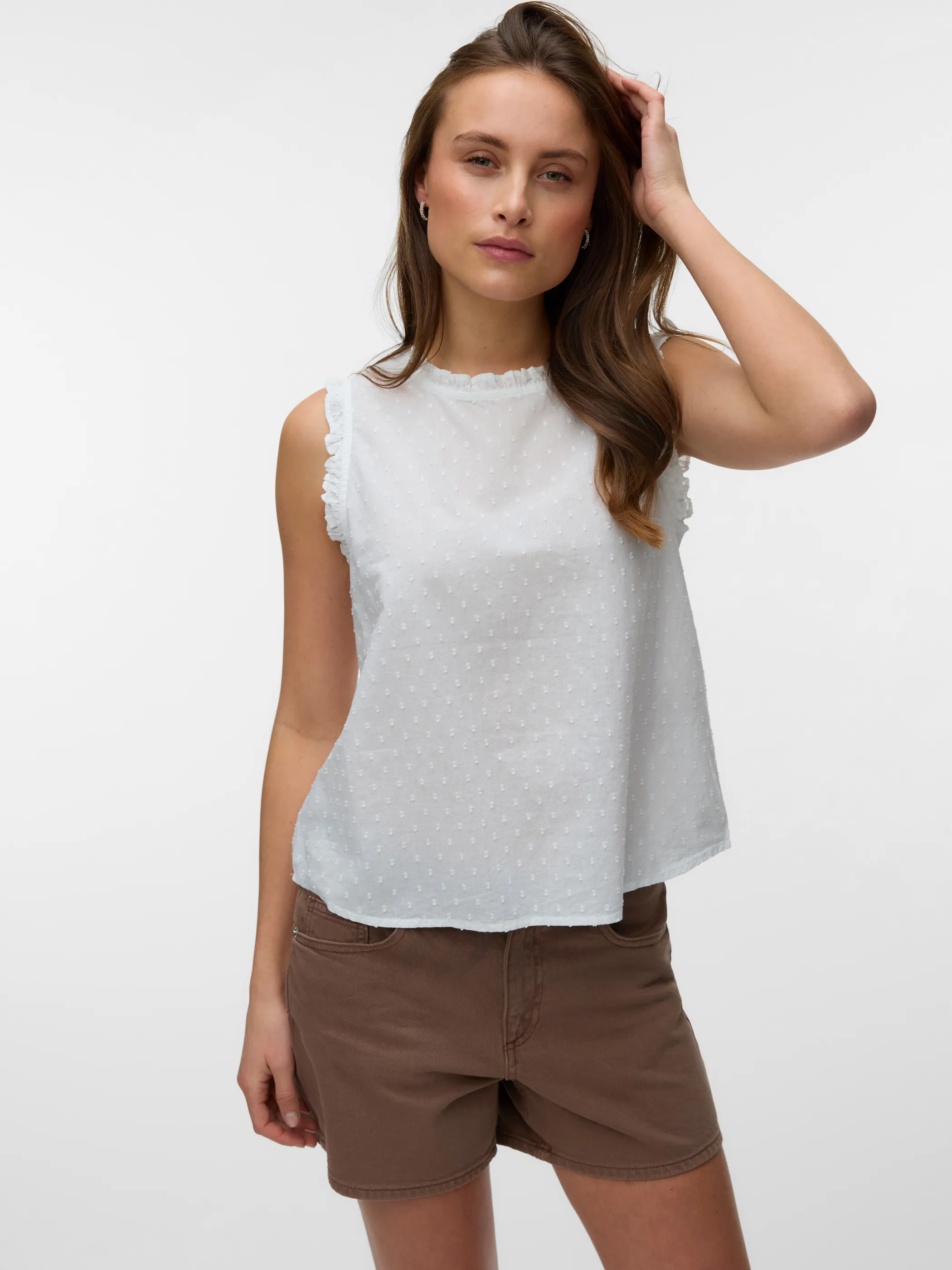 Vero Moda 10342734 VMTRINE SL TOP WVN NO Weiß 922296 175598 2