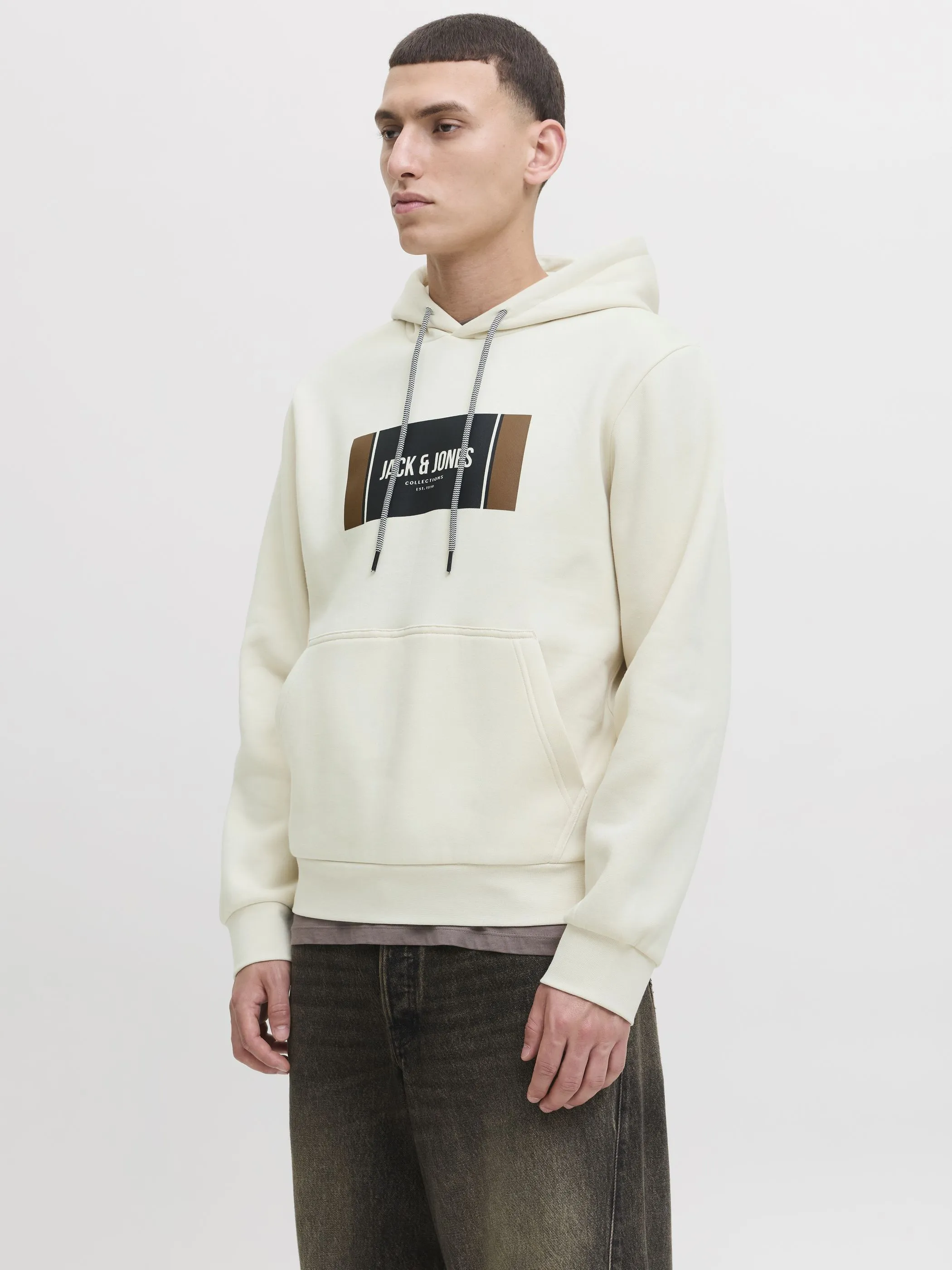 Jack Jones 12278614 JJHAYATO SWEAT HOOD BTS LN Weiß 925888 177620 5