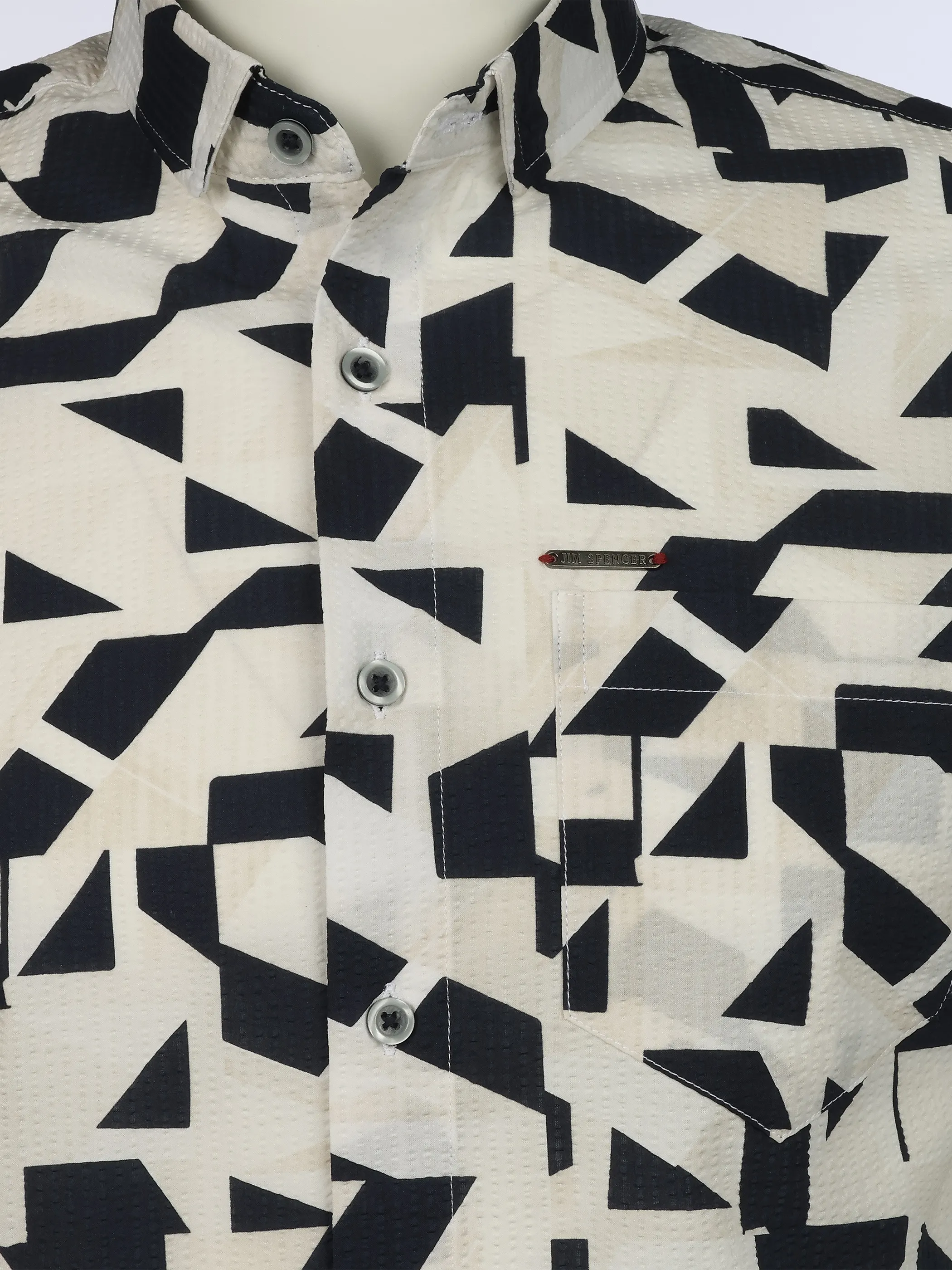 Jim Spencer He. Seersuckerhemd 1/2 Arm premium Blau 925170 NAVYPRINT 3