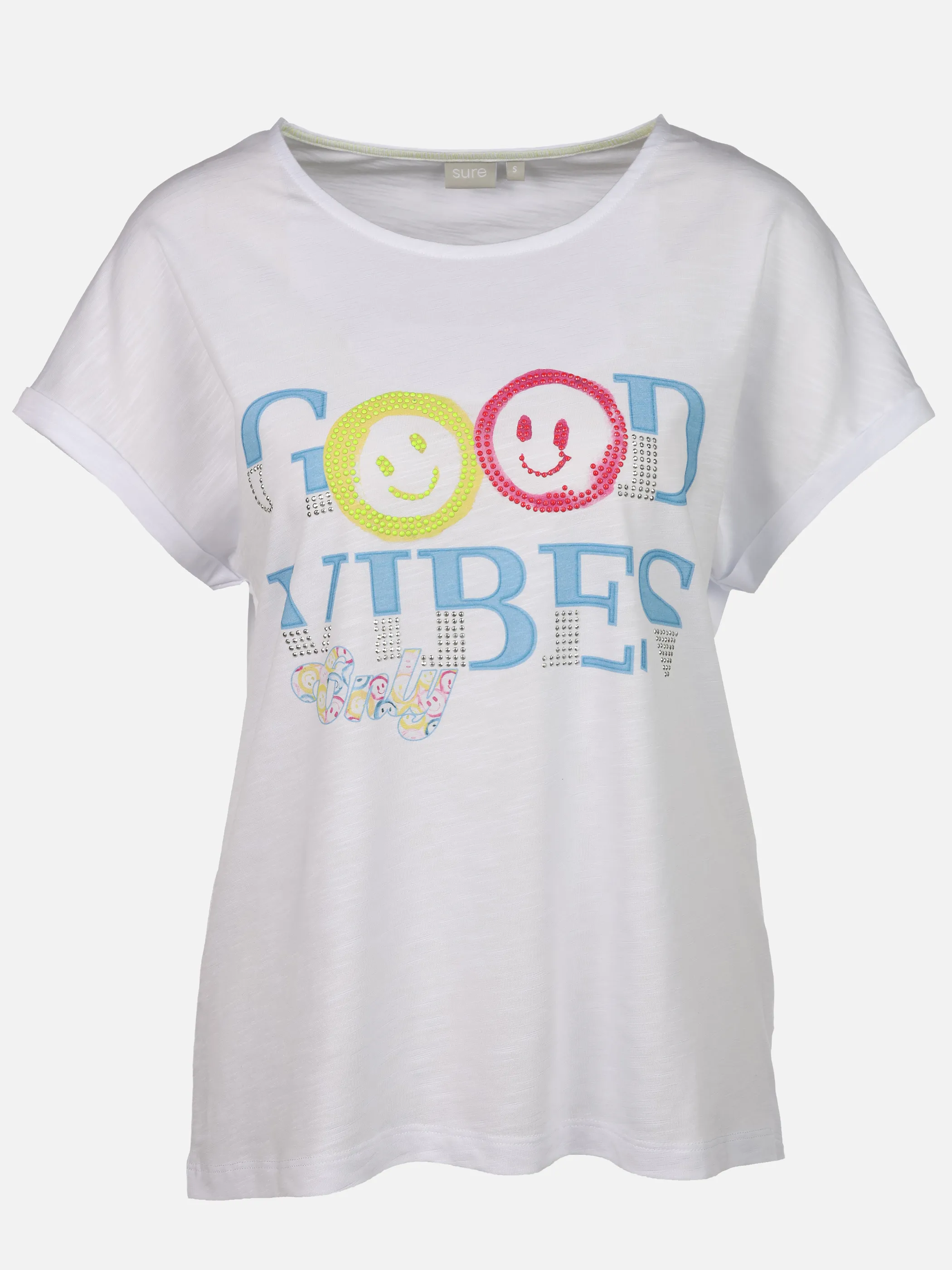 Sure Da.T-Shirt m. Motivprint Weiß 930628 GOOD VIDES 1