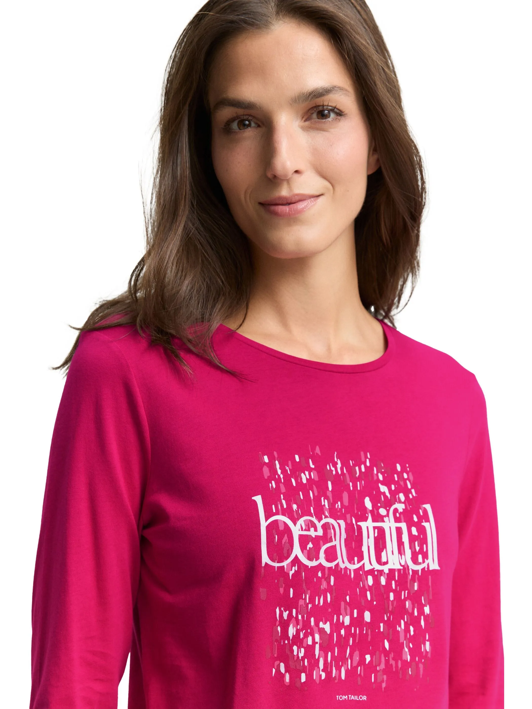 Tom Tailor 1048951 Longsleeve crew neck frontprint Pink 918873 15234
