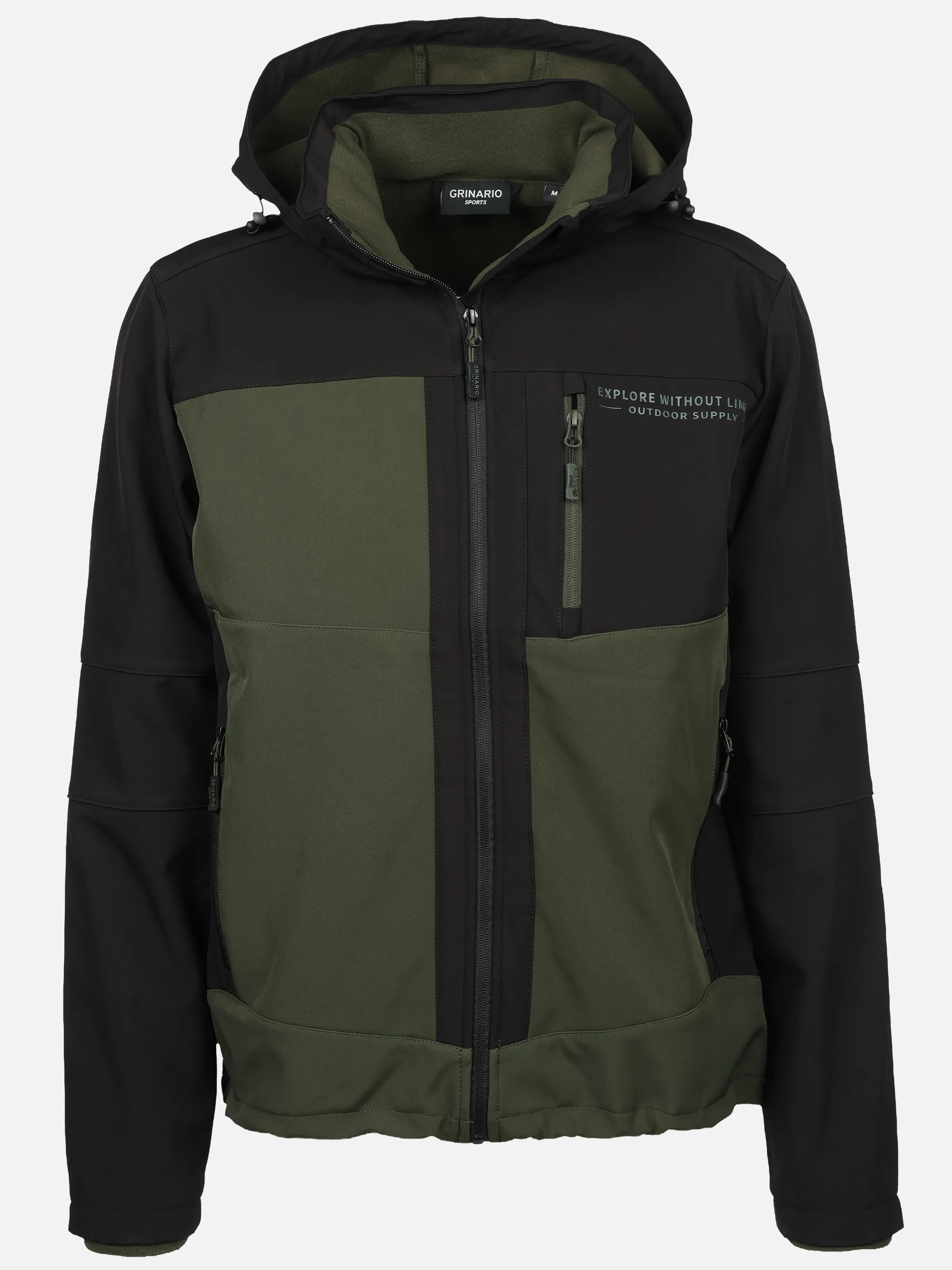 Grinario Sports He-Softshelljacke, m. Fleece u. Kapuze Schwarz 928450 BLK/DUFFLE 1