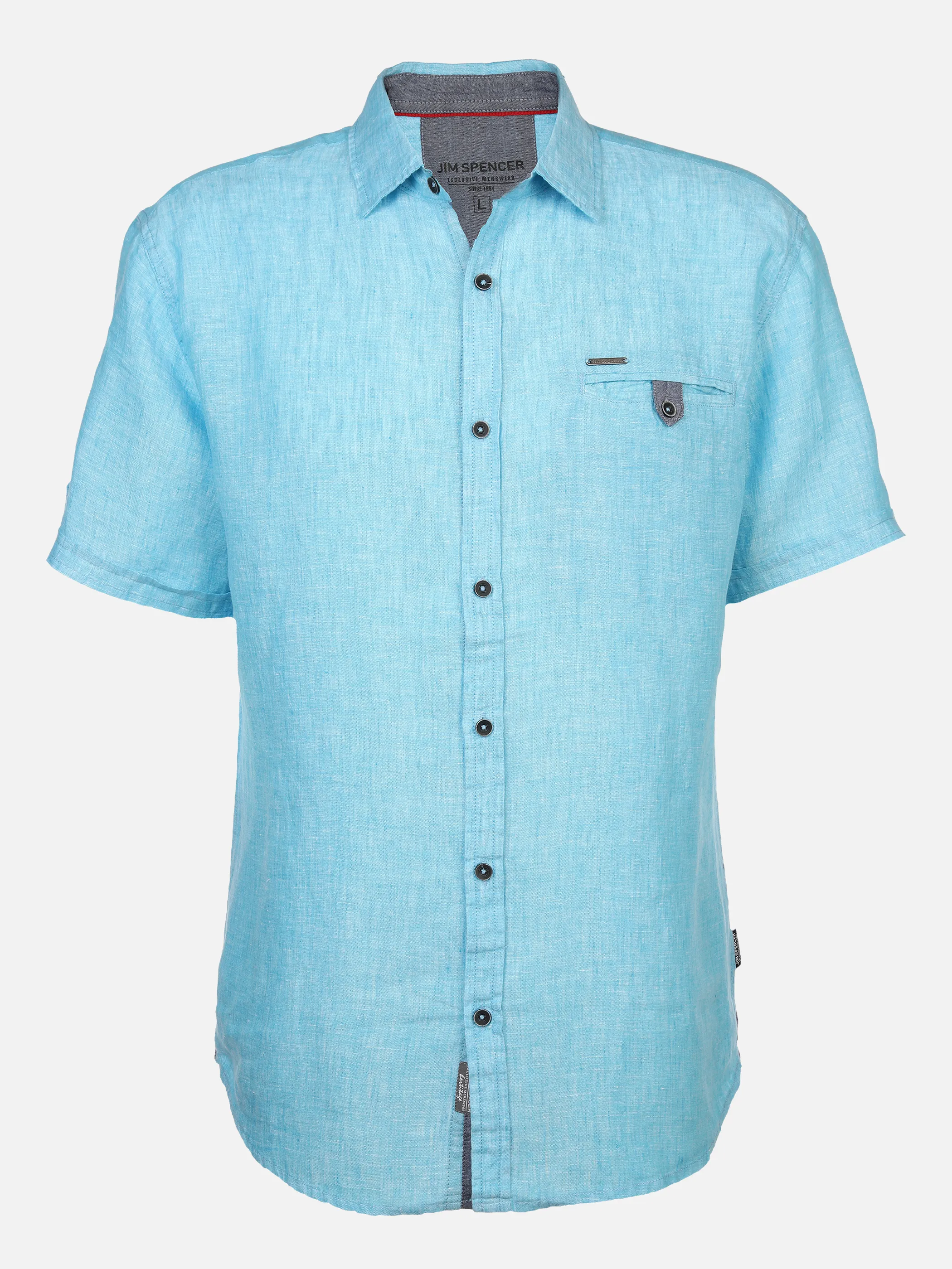Jim Spencer He. Leinenhemd 1/2 Arm Kent Blau 873081 AUQA 1