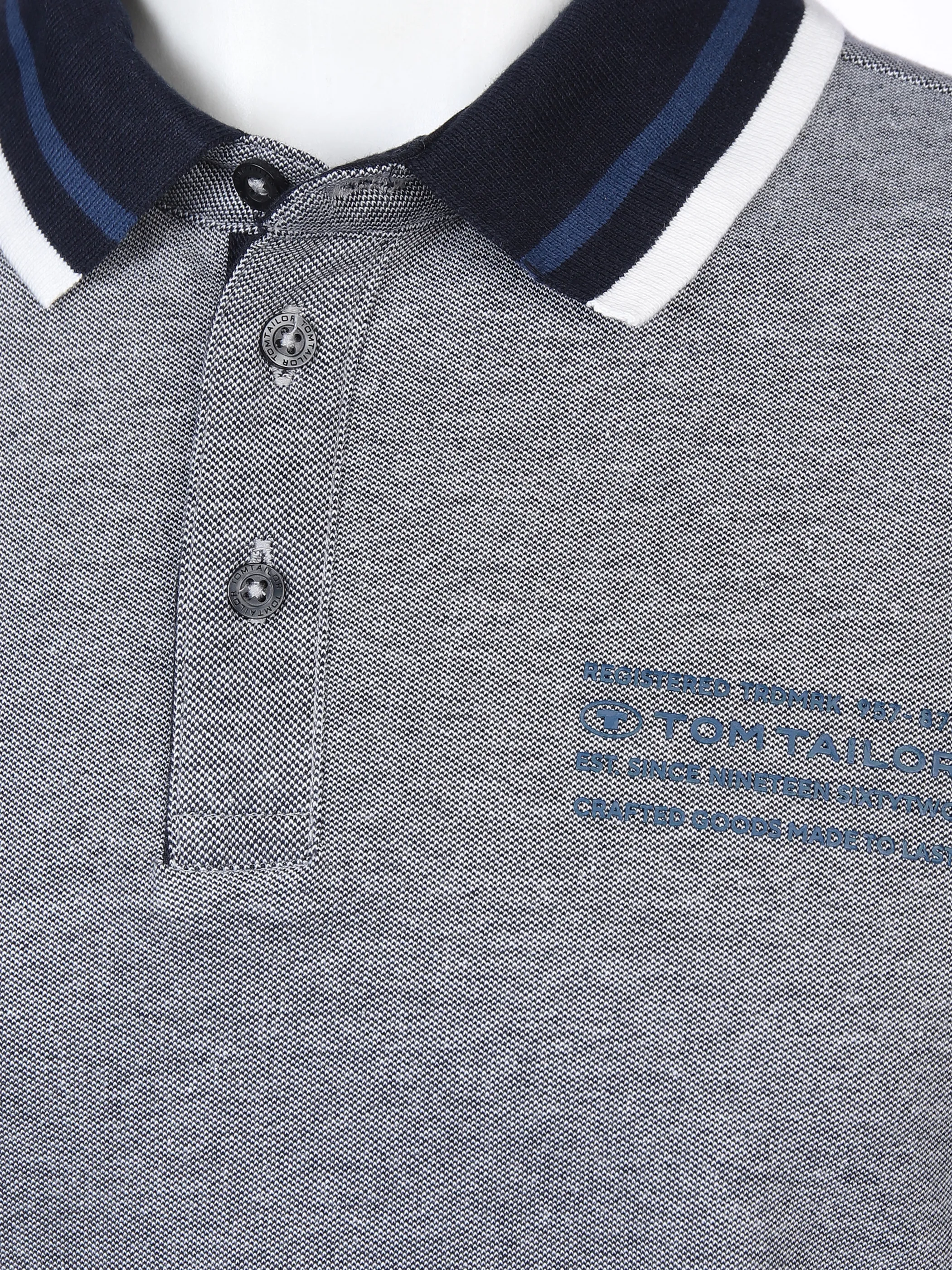 Tom Tailor 1034403 two-tone longsleeve polo Blau 872260 30895 3