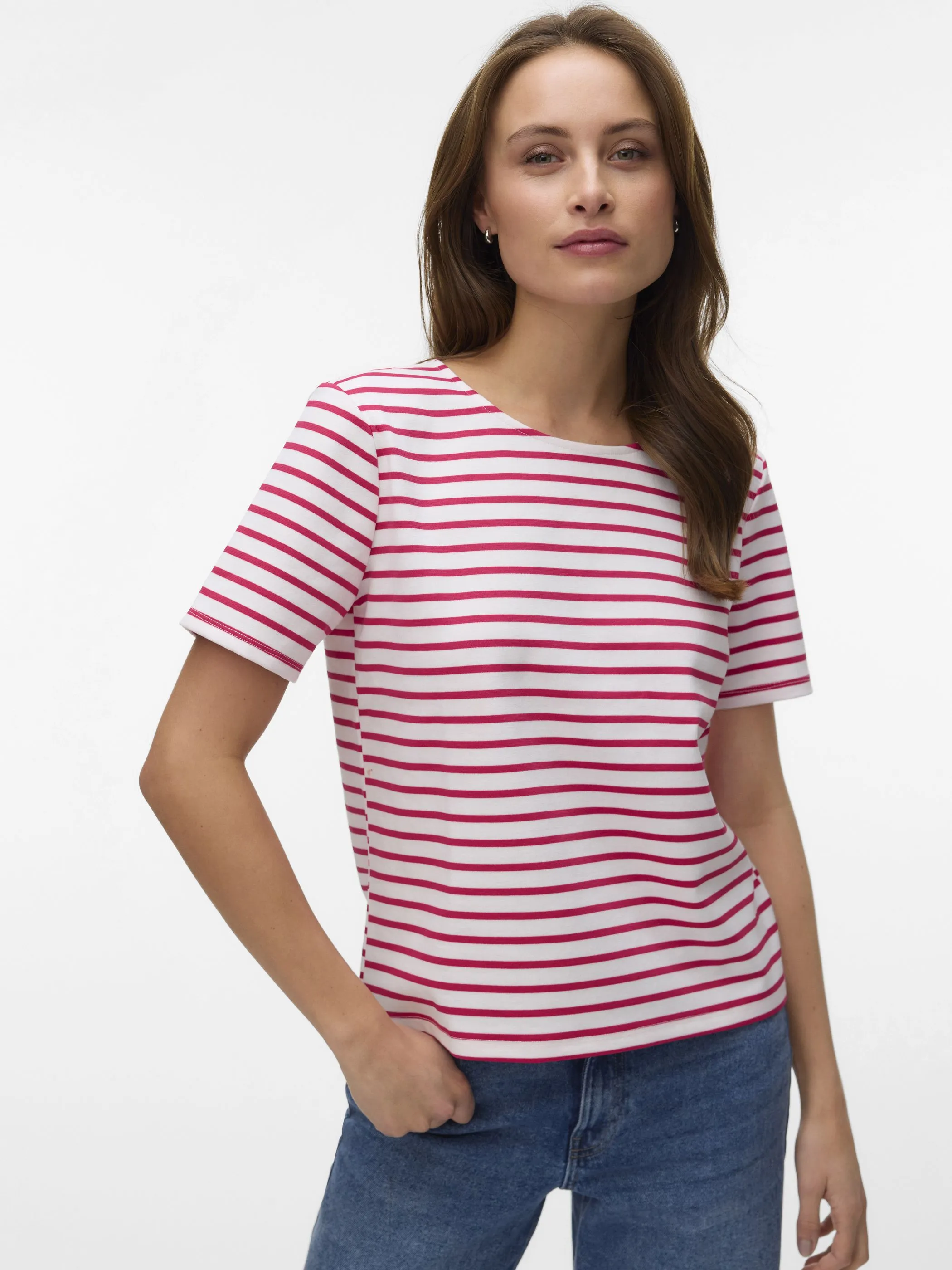 Vero Moda 10304716 VMABBY SS ZIP TOP JRS Weiß 891879 175598010 4