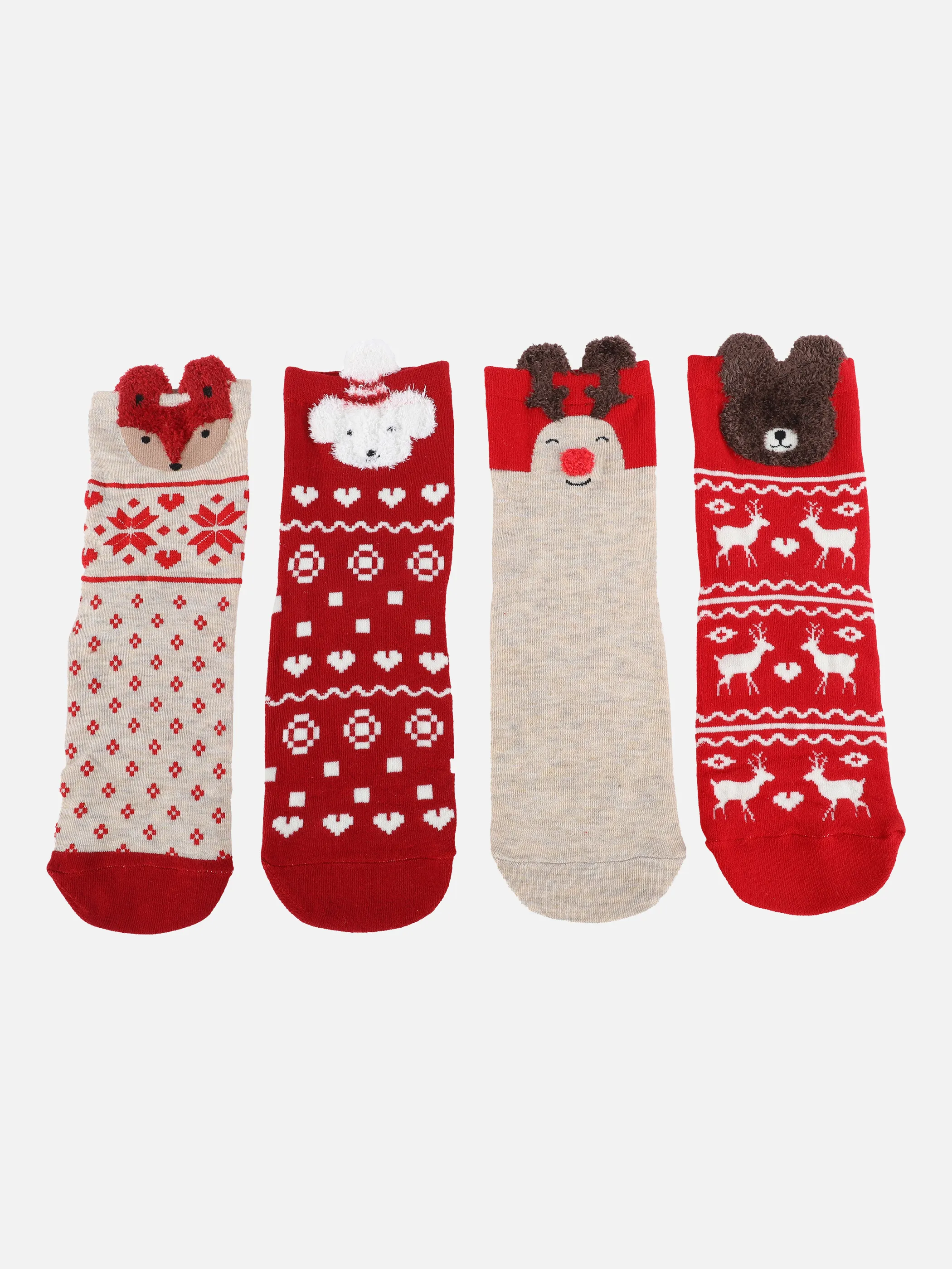 Weihnachtssocken 4er Pack XMas Gesche Rot 870396 ROT/WEIß 2