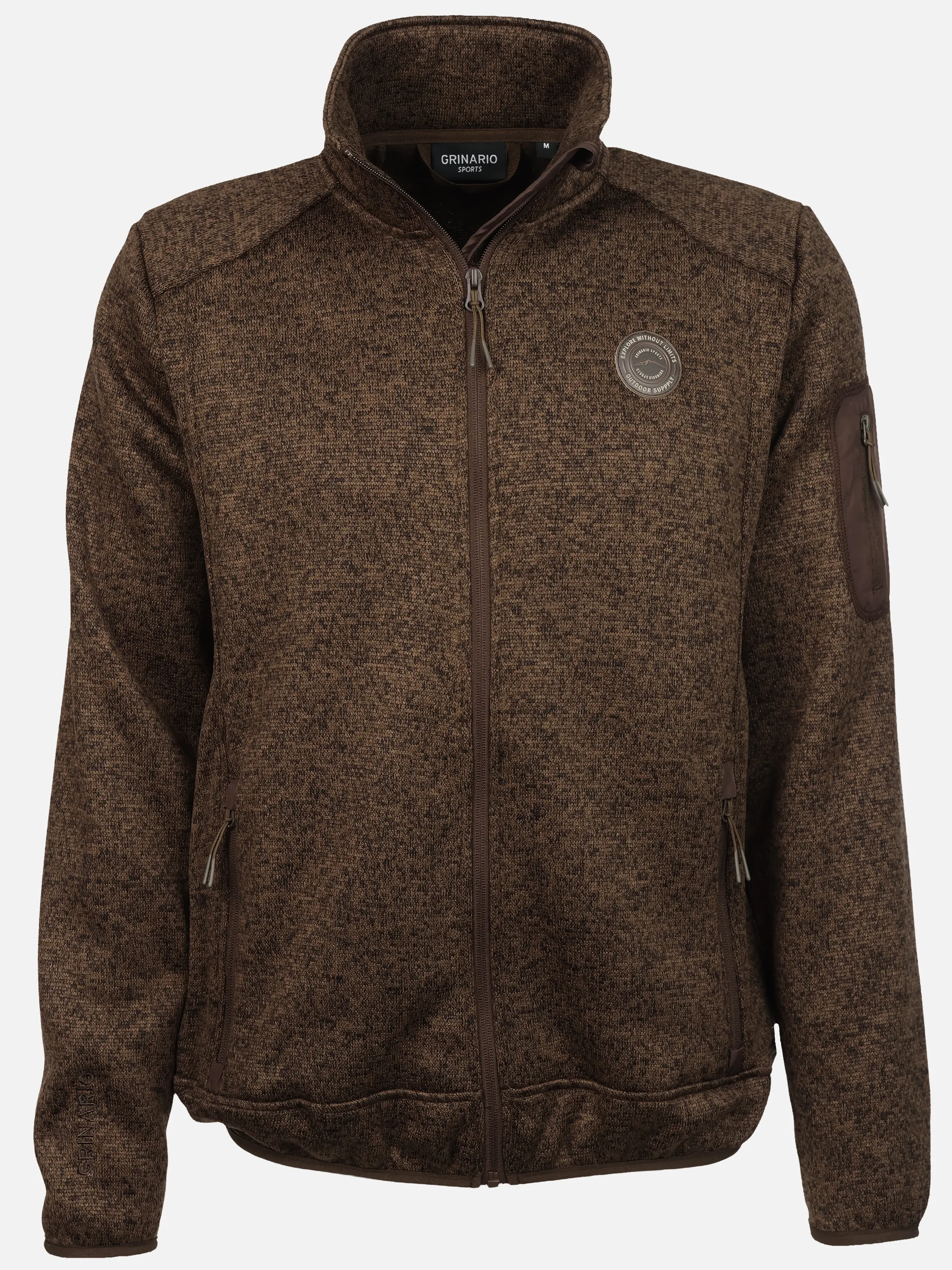 Grinario Sports He-Fleece Jacke, meliert, m. Armtasche Braun 928452 19-0840TCX 1