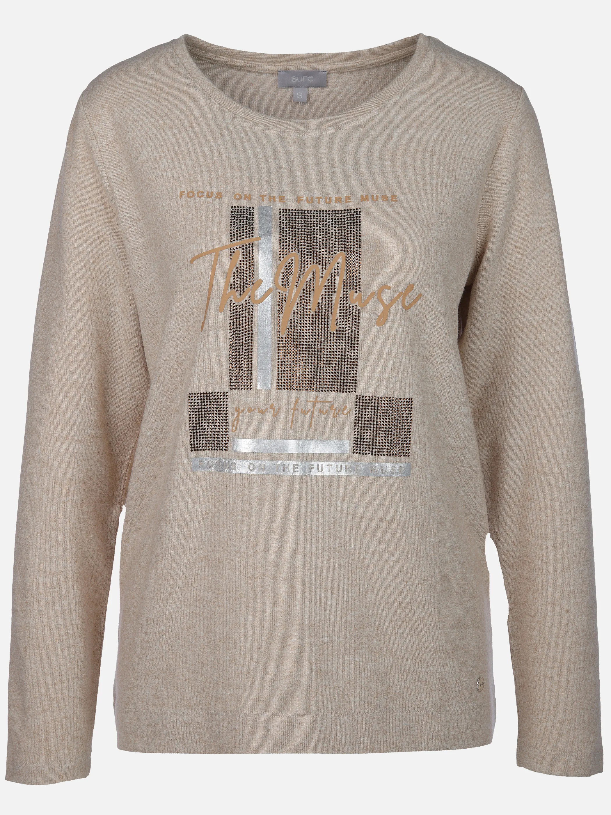Sure Da-Flausch-Shirt m. Straß Beige 914555 BEIGEMEL 1