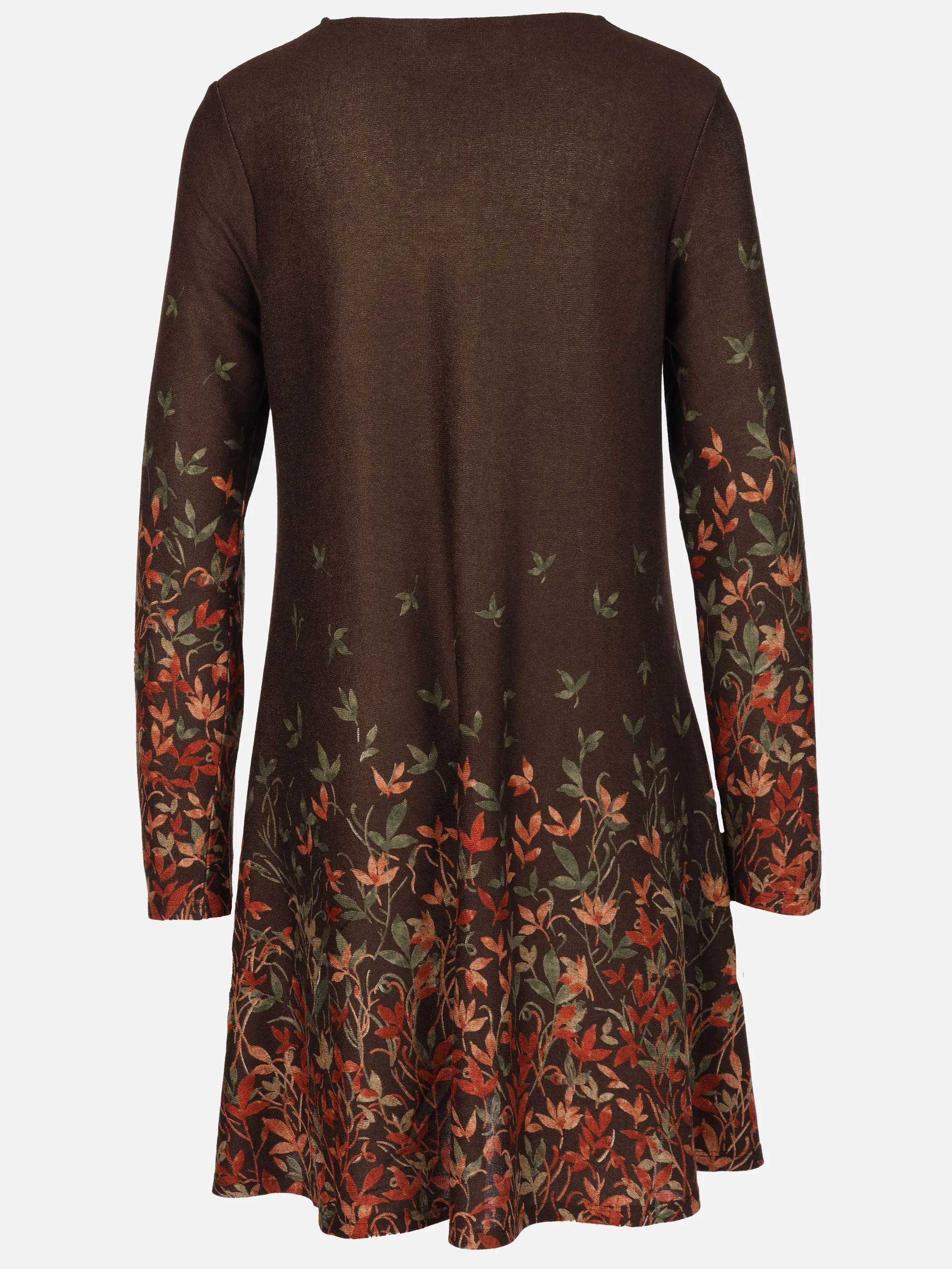 Apricot X151912 Apricot Leaf Print Border Swing Dress Braun 922354 BRN 2 Apricot X151912 Apricot Leaf Print Border Swing Dress Braun 922354 BRN 2