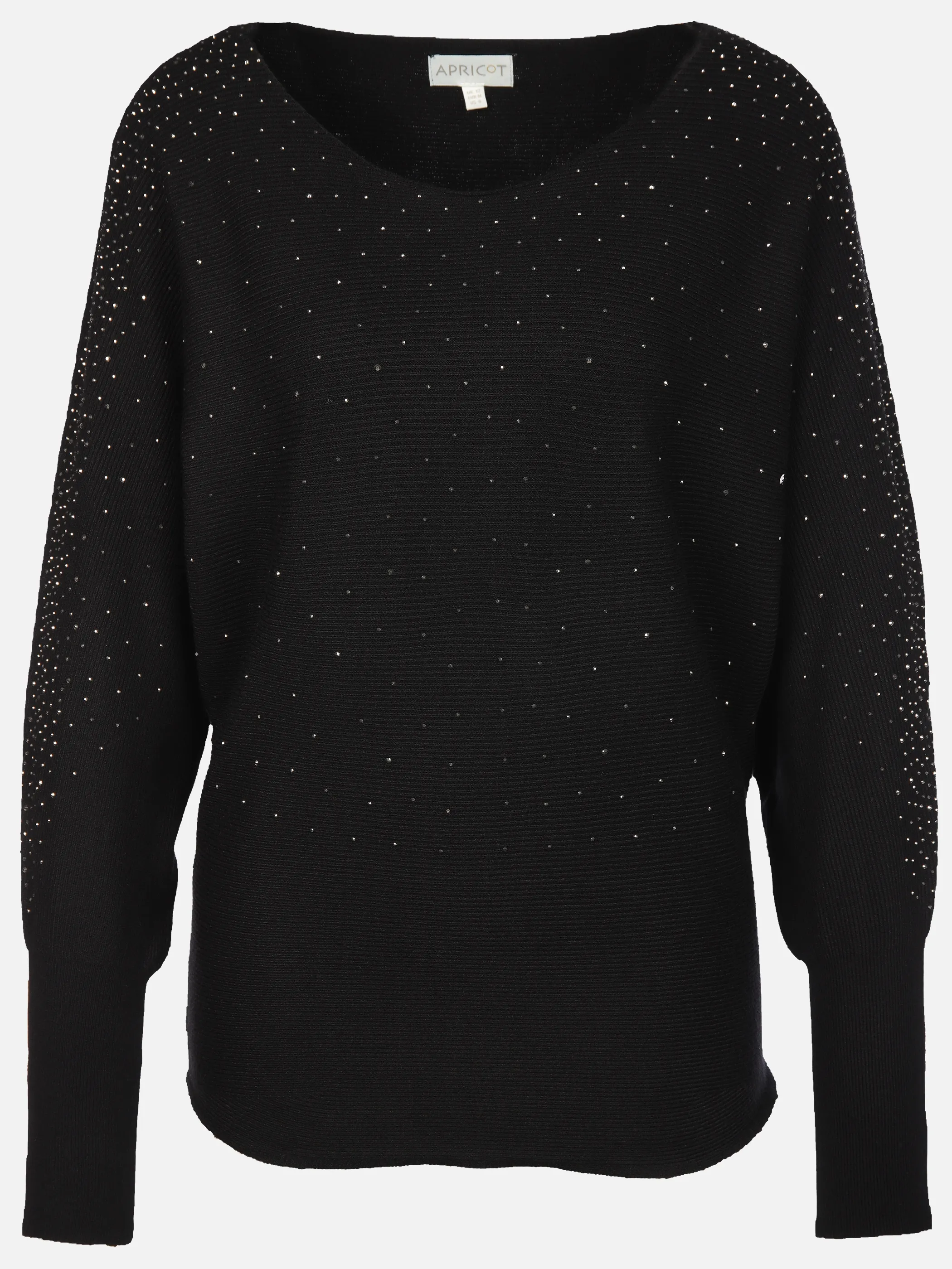 Apricot 759640 Apricot Stud Neck Ribbed Batwing Jumper Schwarz 910542 BLK 1 Apricot 759640 Apricot Stud Neck Ribbed Batwing Jumper Schwarz 910542 BLK 1
