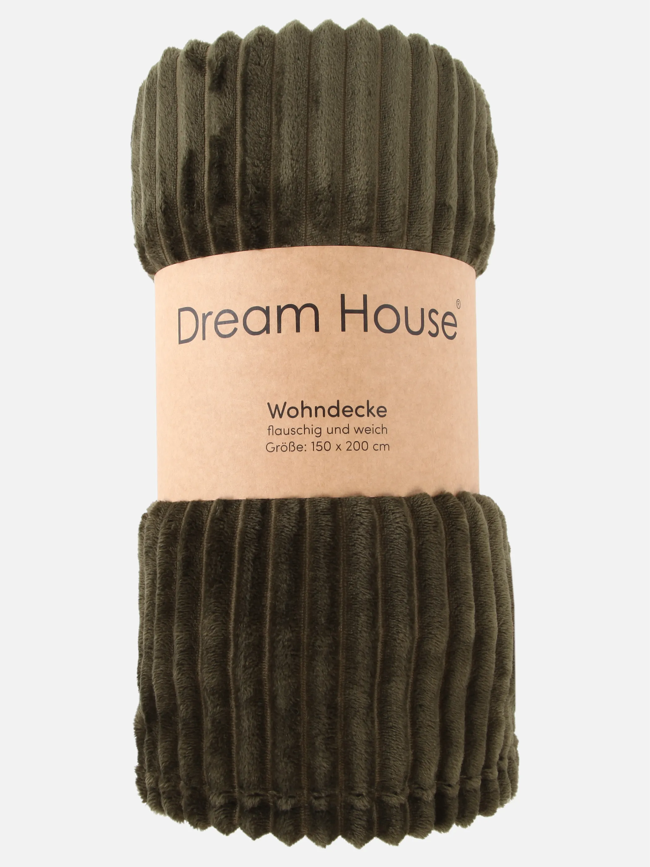 Dream House Wohndecke Rib Flanell uni Grün 932739 GRÜN 1