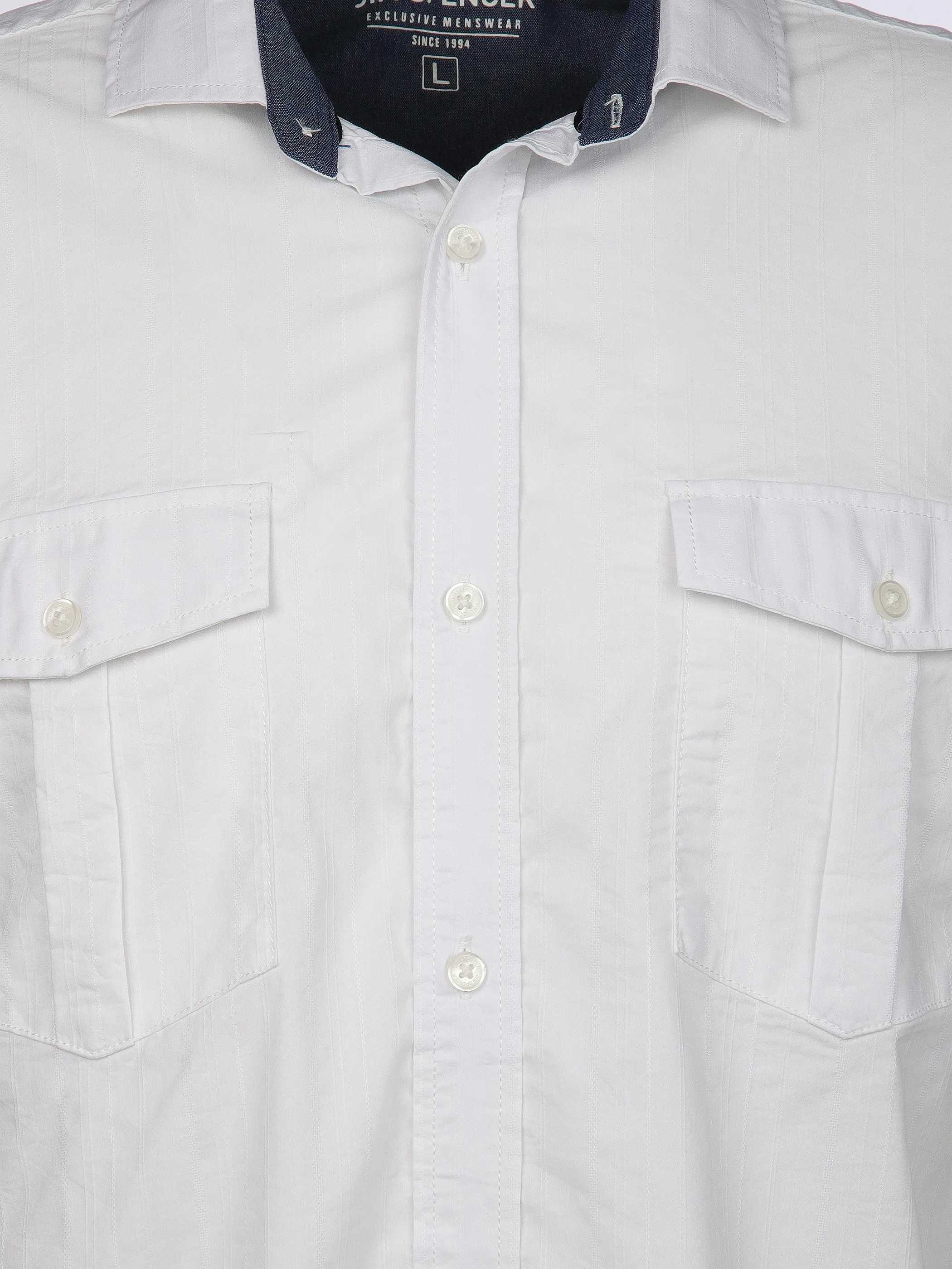 Jim Spencer He. Freizeithemd 1/2 Arm Jacquard Weiß 908752 WHITE 3