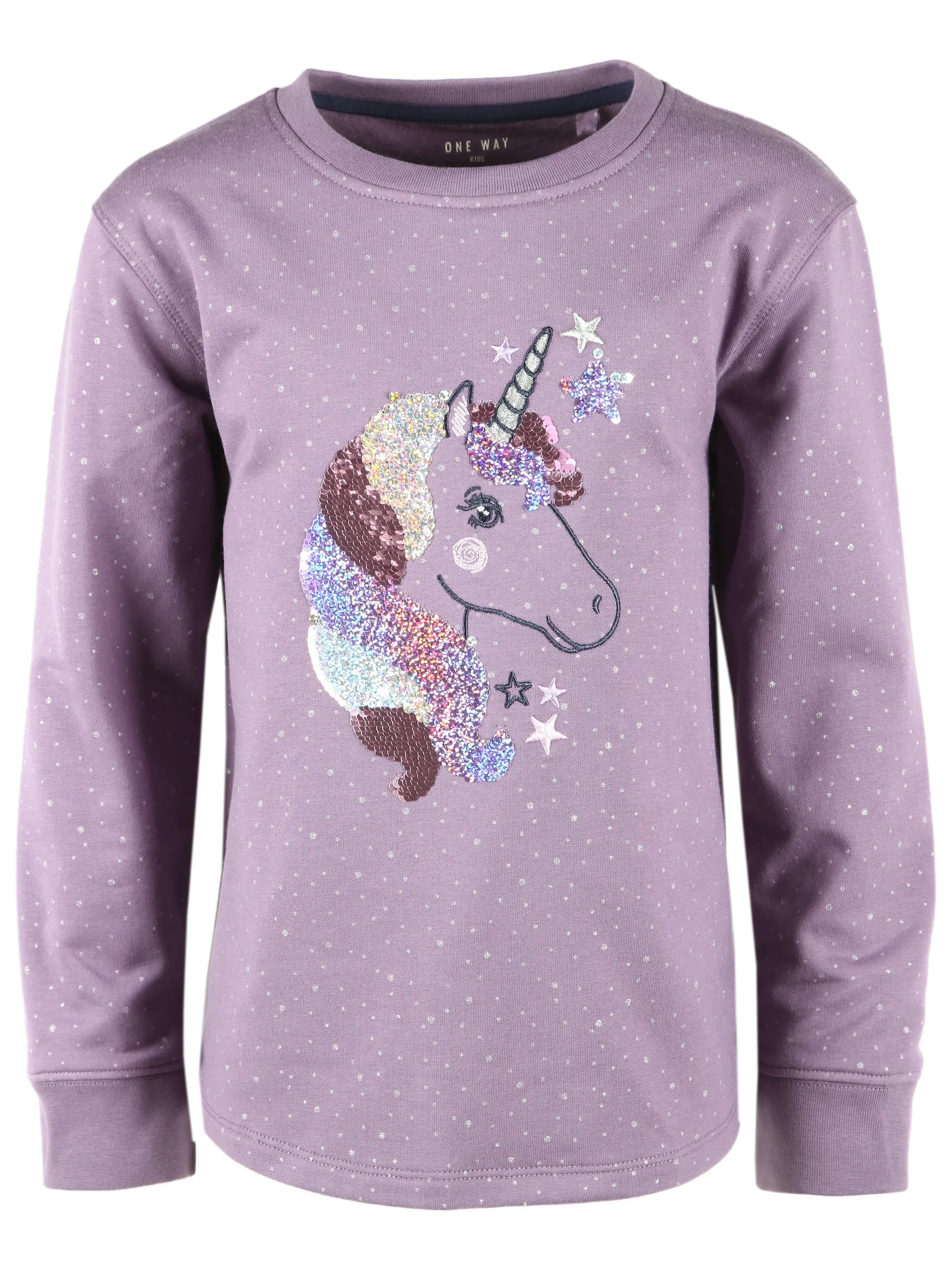 One Way KM Sweatshirt mit Einhorn Print in lila Lila 913470 LILA 1 One Way KM Sweatshirt mit Einhorn Print in lila Lila 913470 LILA 1