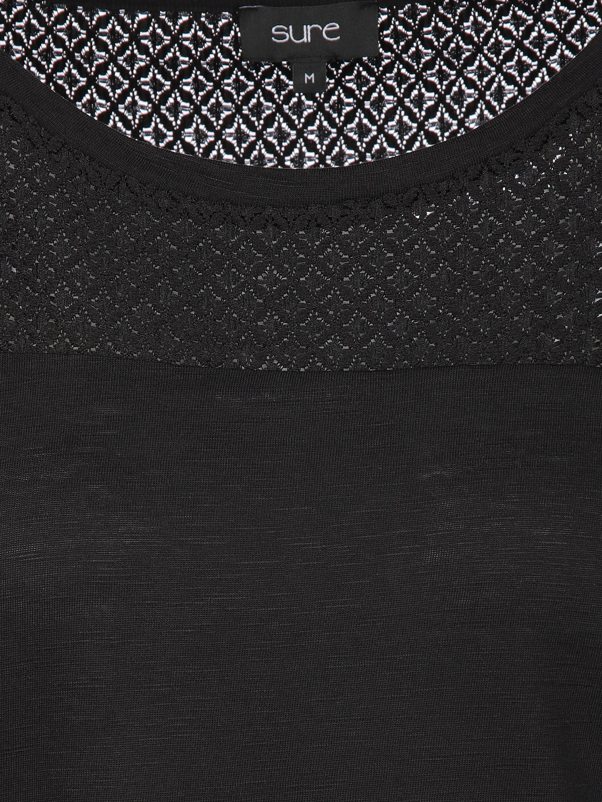 Sure Da-T-Shirt m. Materialmix Schwarz 889907 BLACK 3 Sure Da-T-Shirt m. Materialmix Schwarz 889907 BLACK 3