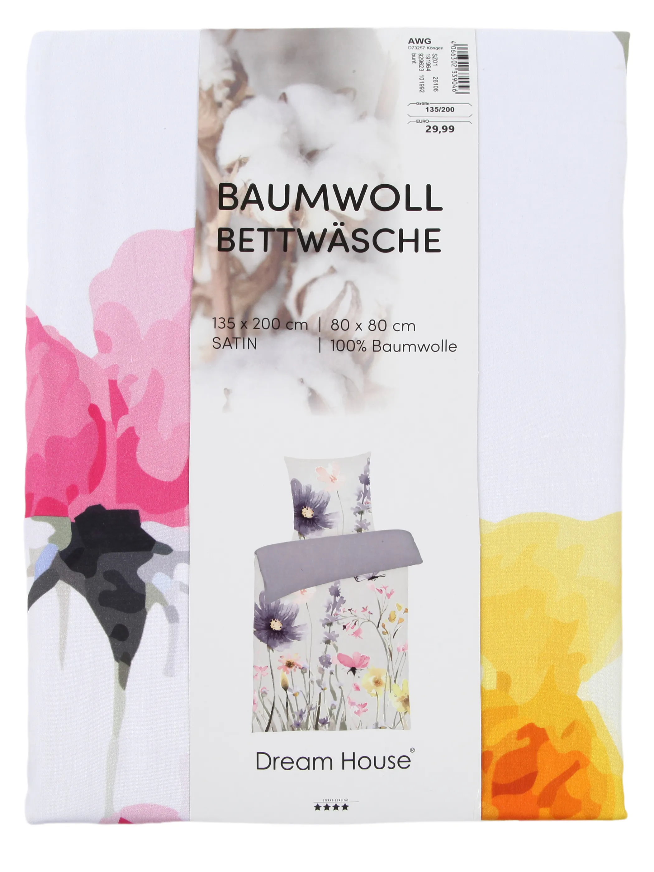 Dream House Satin Bettwäsche Blumendruck 1 Bunt 929624 BUNT 2