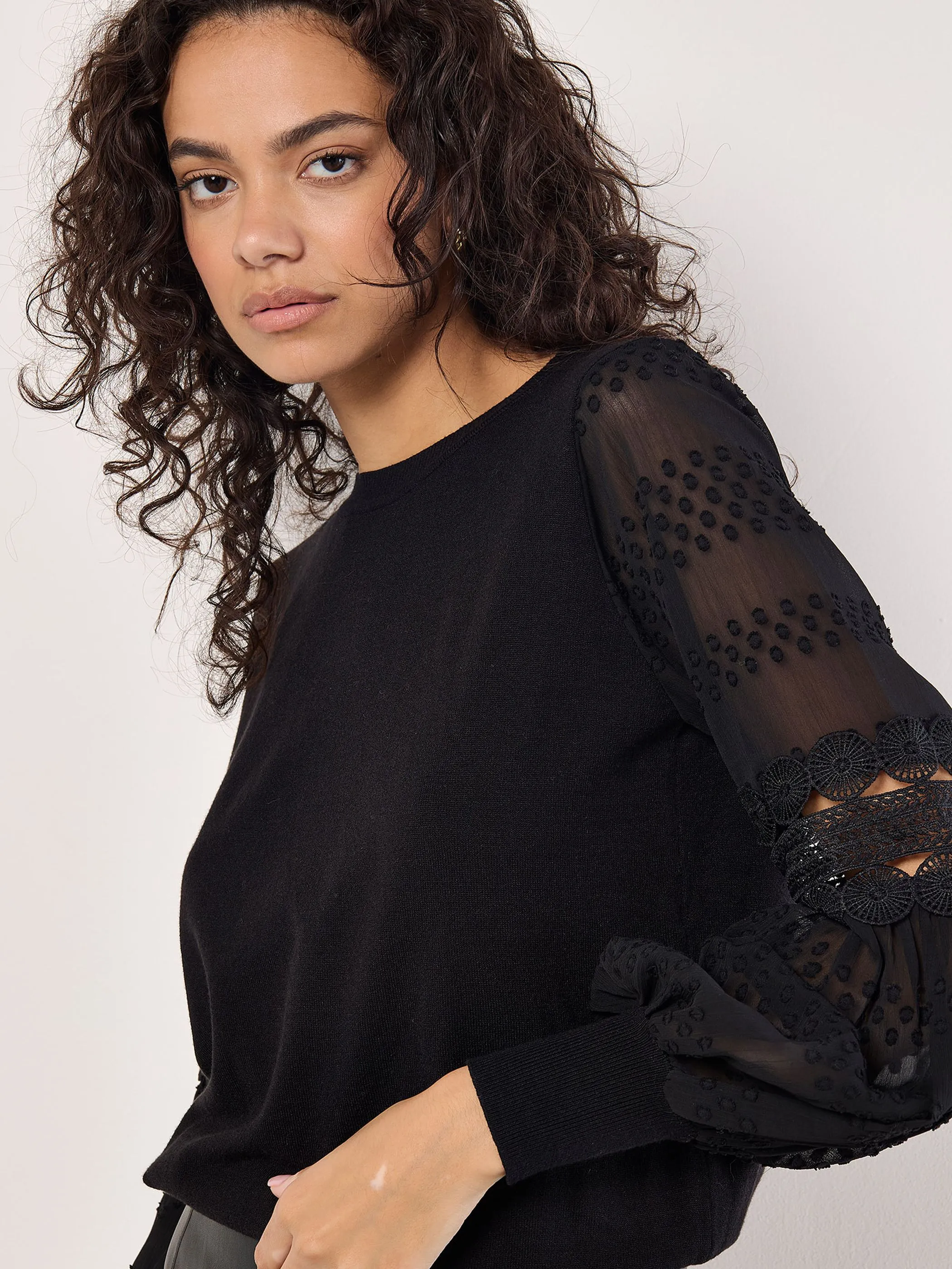 Apricot 924475 Apricot Chiffon Crochet Schwarz 908694 BLK 4