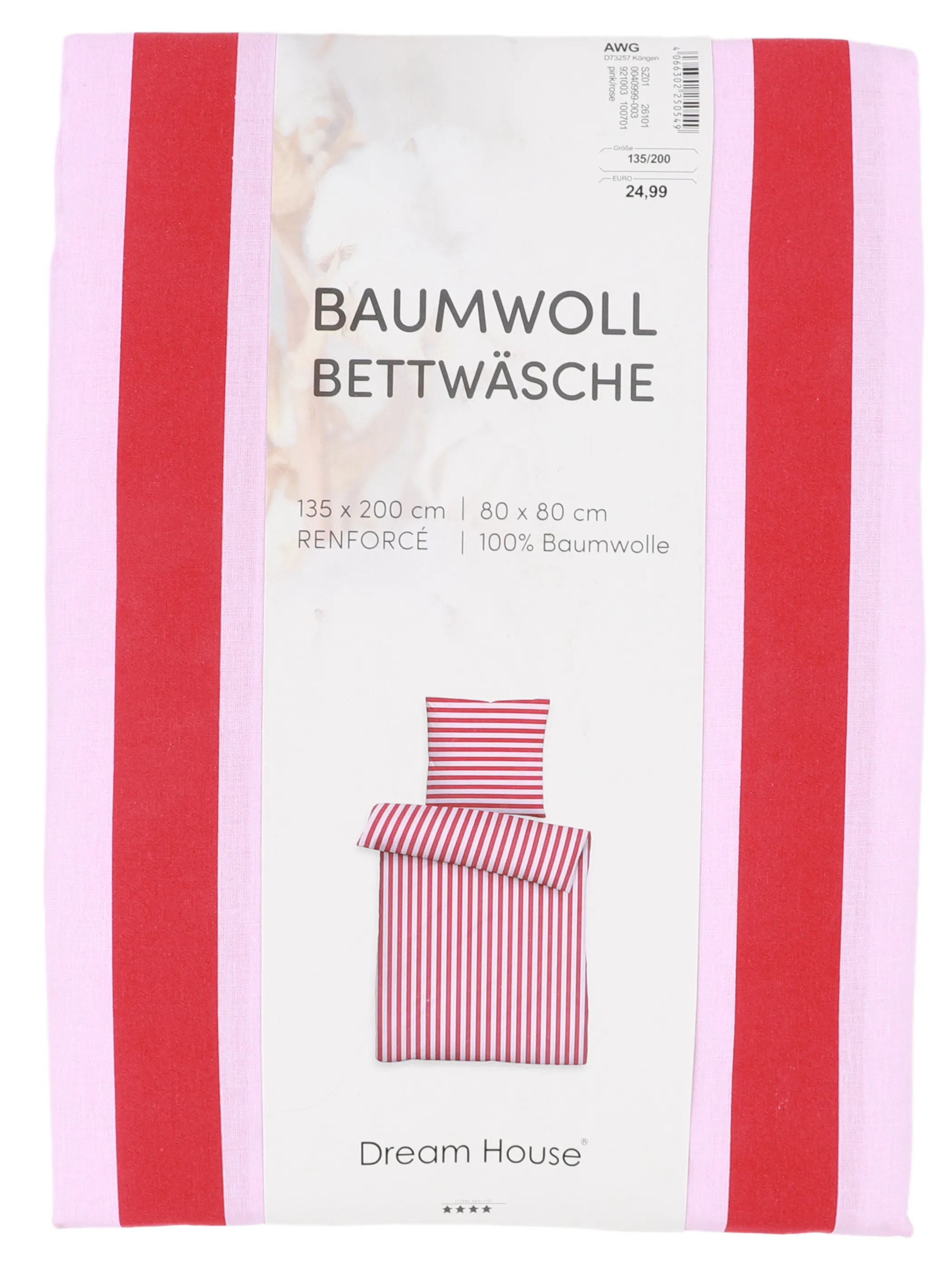 Dream House Renforce Bettwäsche Streifen 1 Pink 921003 VERLAUF 2