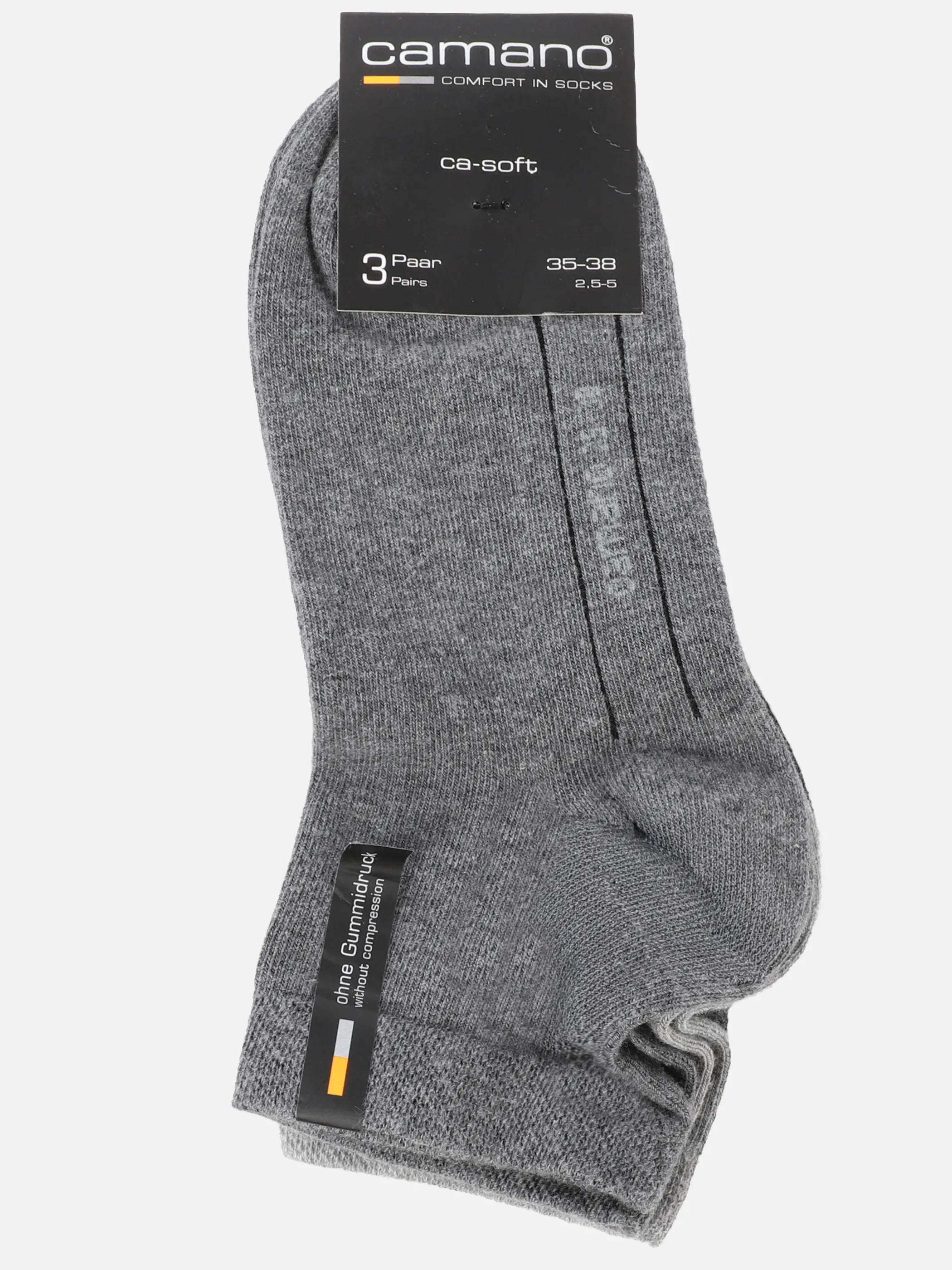 Camano 3023 He-Soft Quarter Socken3er Grau 809764 0049 3