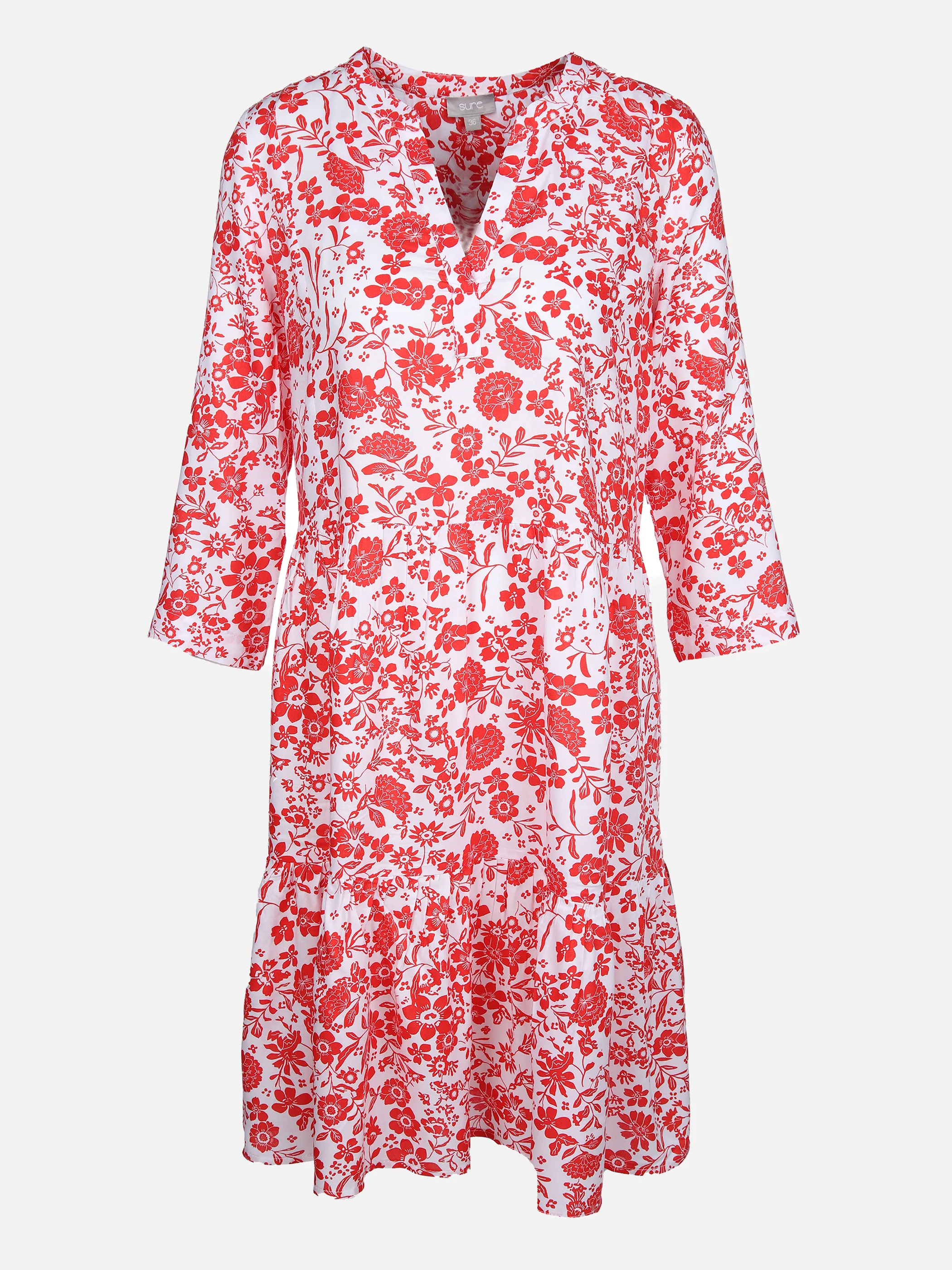Sure Da-Volantkleid m.Allover-Print Weiß 863523 WEIß/ROT 1