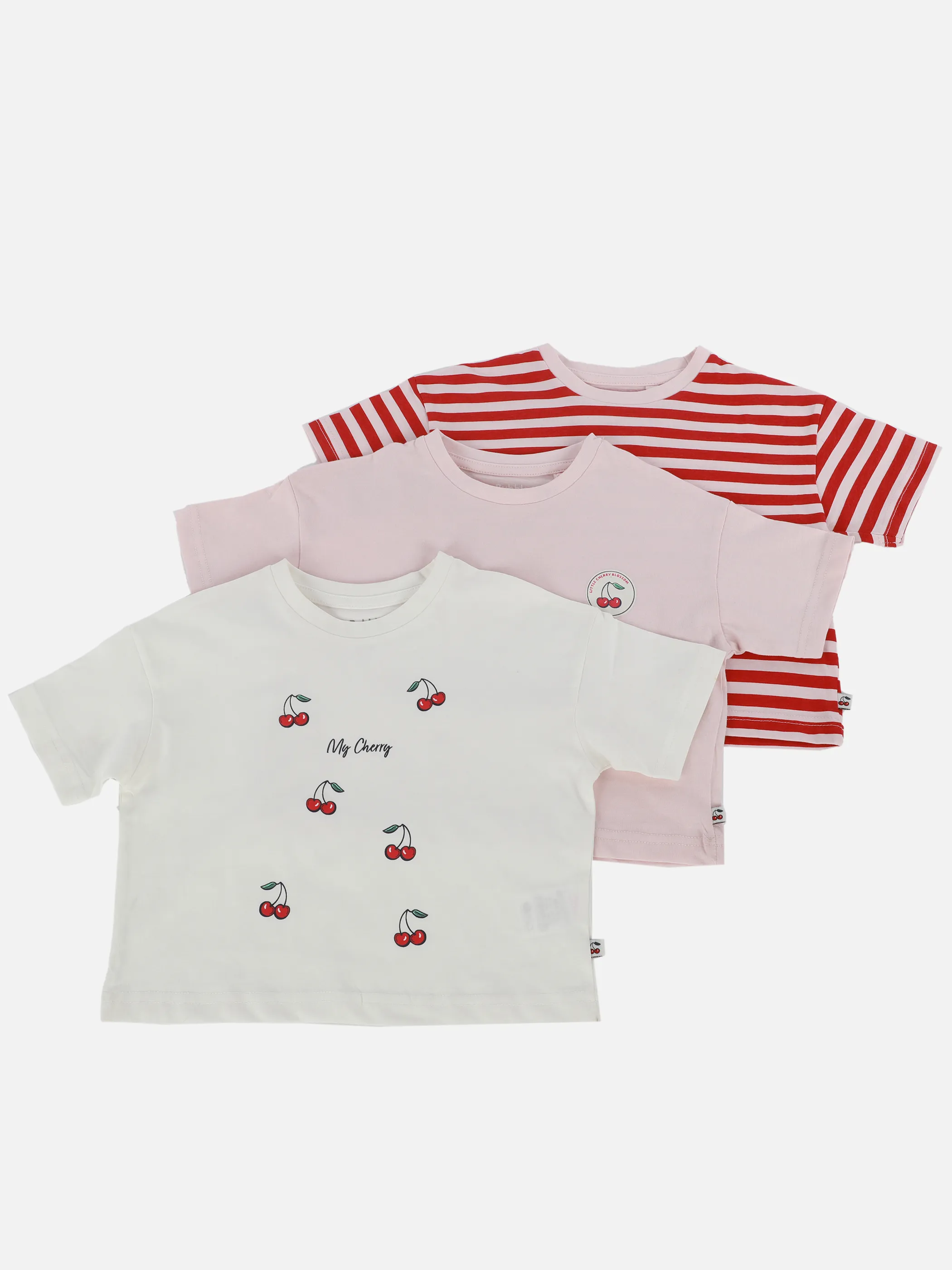 Stop + Go KM 3er Pack T-Shirts mehr. Styles mit Kirschdetail Bunt 907393 ROT/ROSA 1
